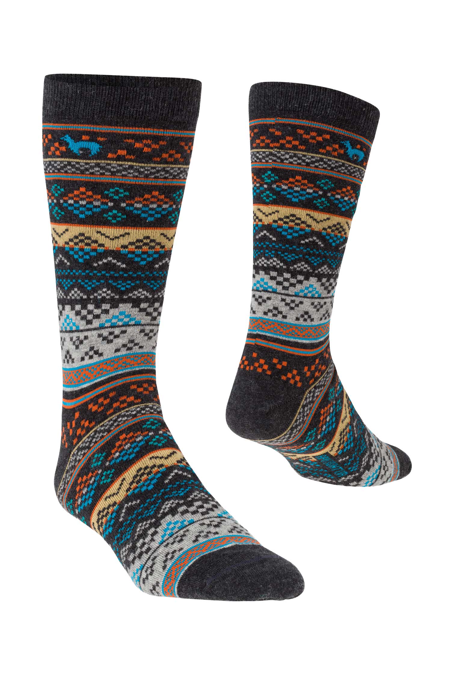 Alpaka Socken INKA 6er Pack aus 70% Baby Alpaka & 25% Pima Baumwolle-blau/apricot