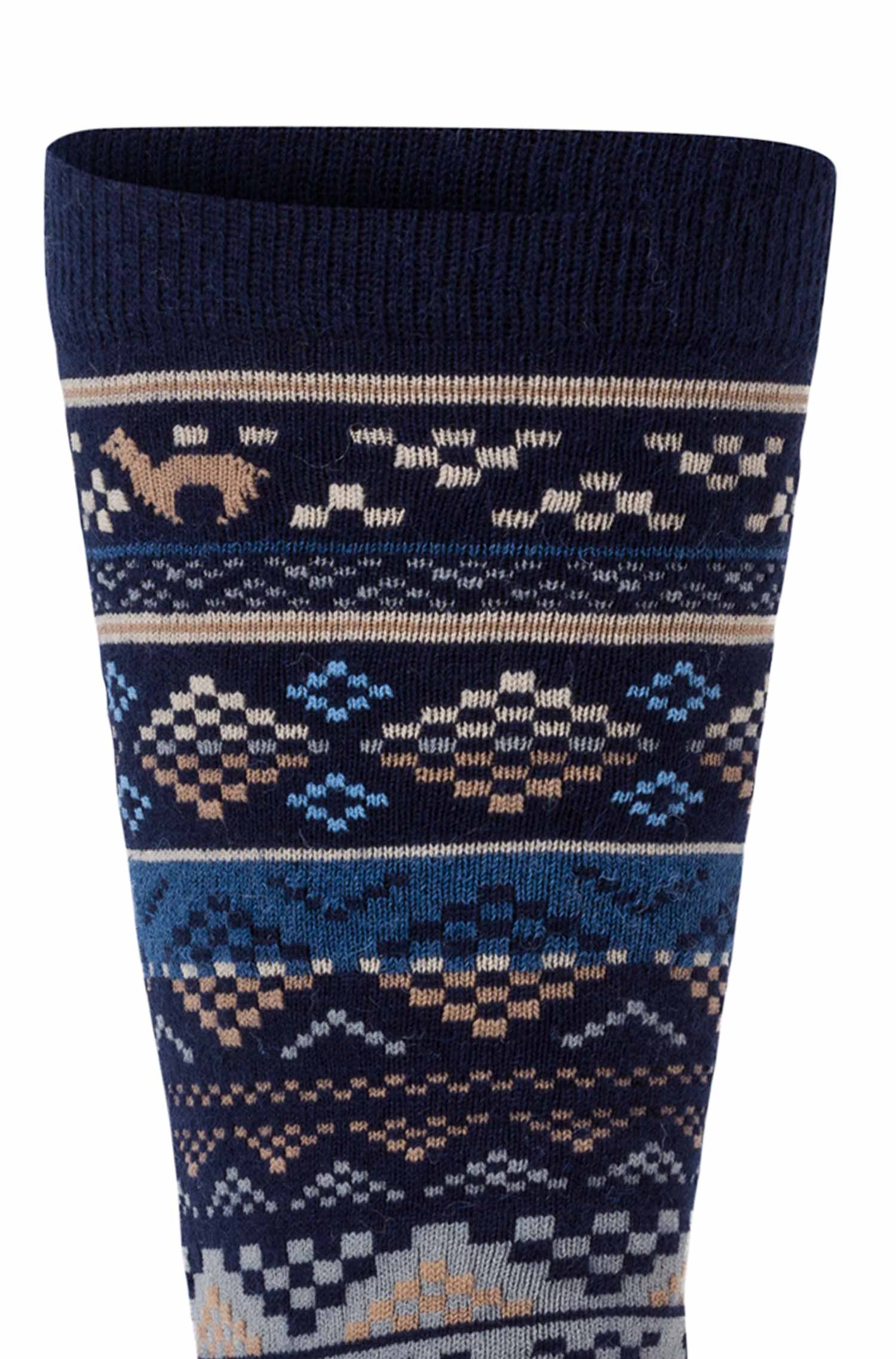 Alpaka Socken INKA 6er Pack aus 70% Baby Alpaka & 25% Pima Baumwolle-blau/sand