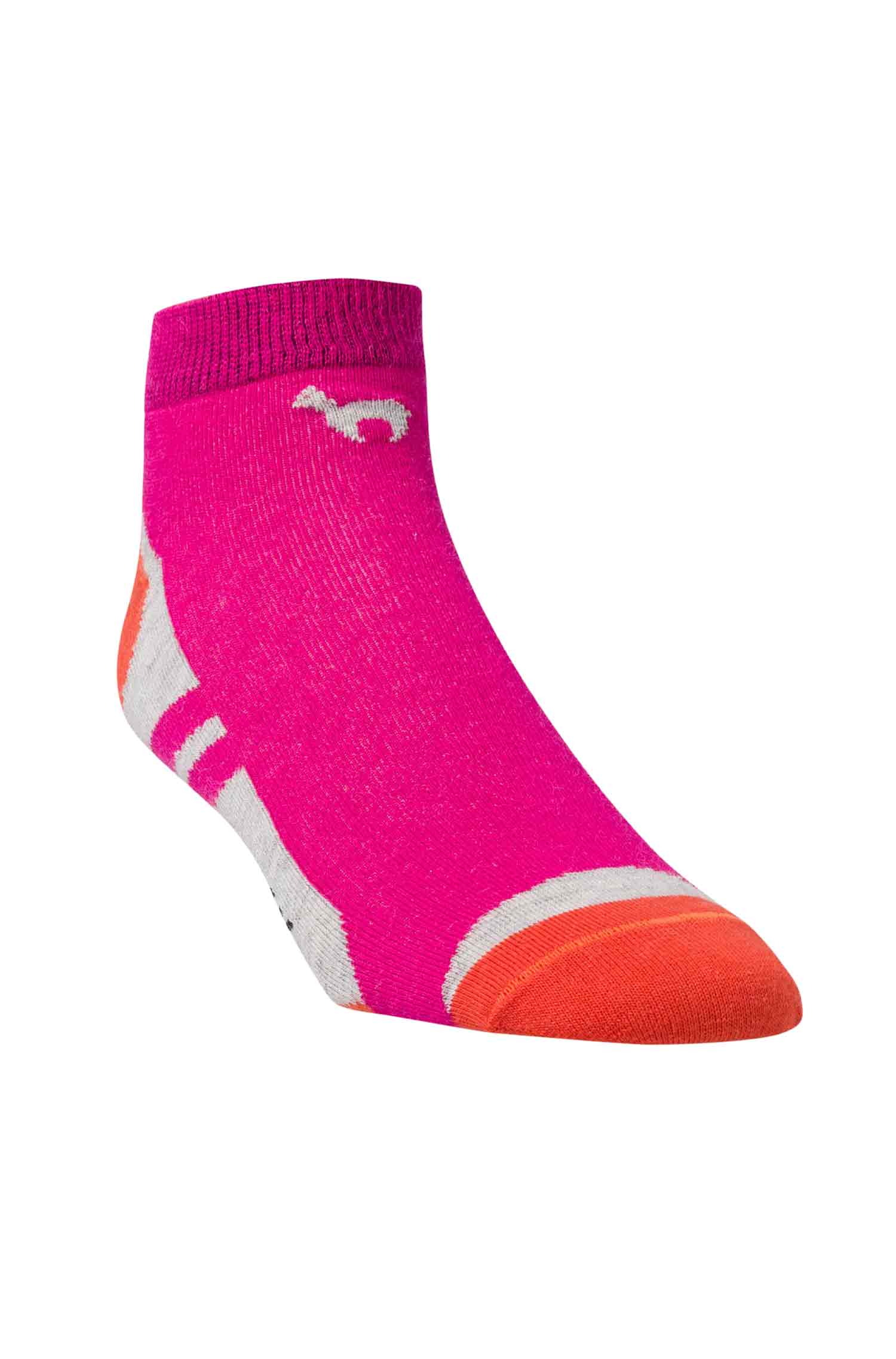 Premium SPORT SNEAKER SOCKE in Naturfaser Qualität-fuchsia/orange