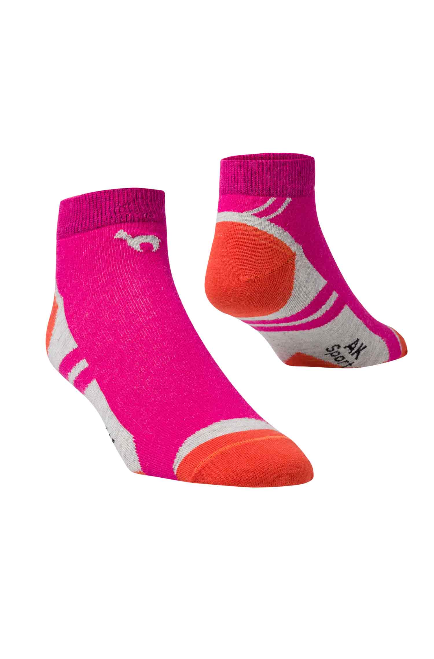 Premium SPORT SNEAKER SOCKE in Naturfaser Qualität-fuchsia/orange
