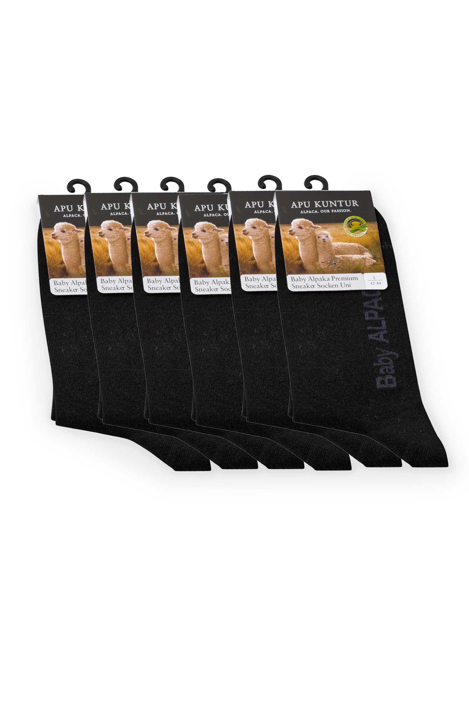 6er-Pack Premium SNEAKER SOCKE UNI in Naturfaser Qualität-schwarz