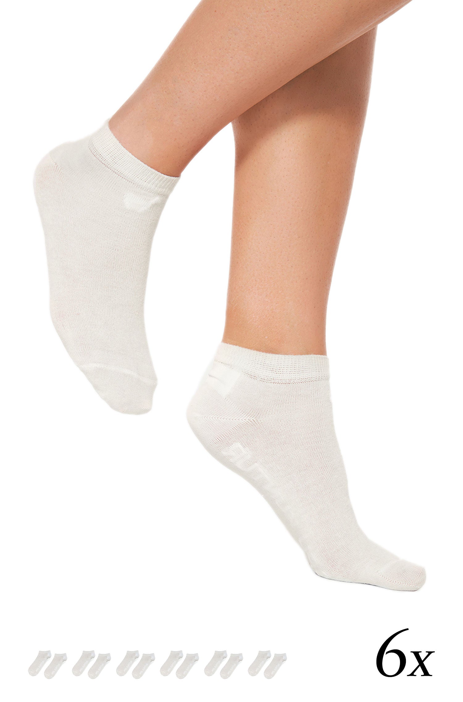 6er-Pack Premium SNEAKER SOCKE UNI in Naturfaser Qualität-weiss