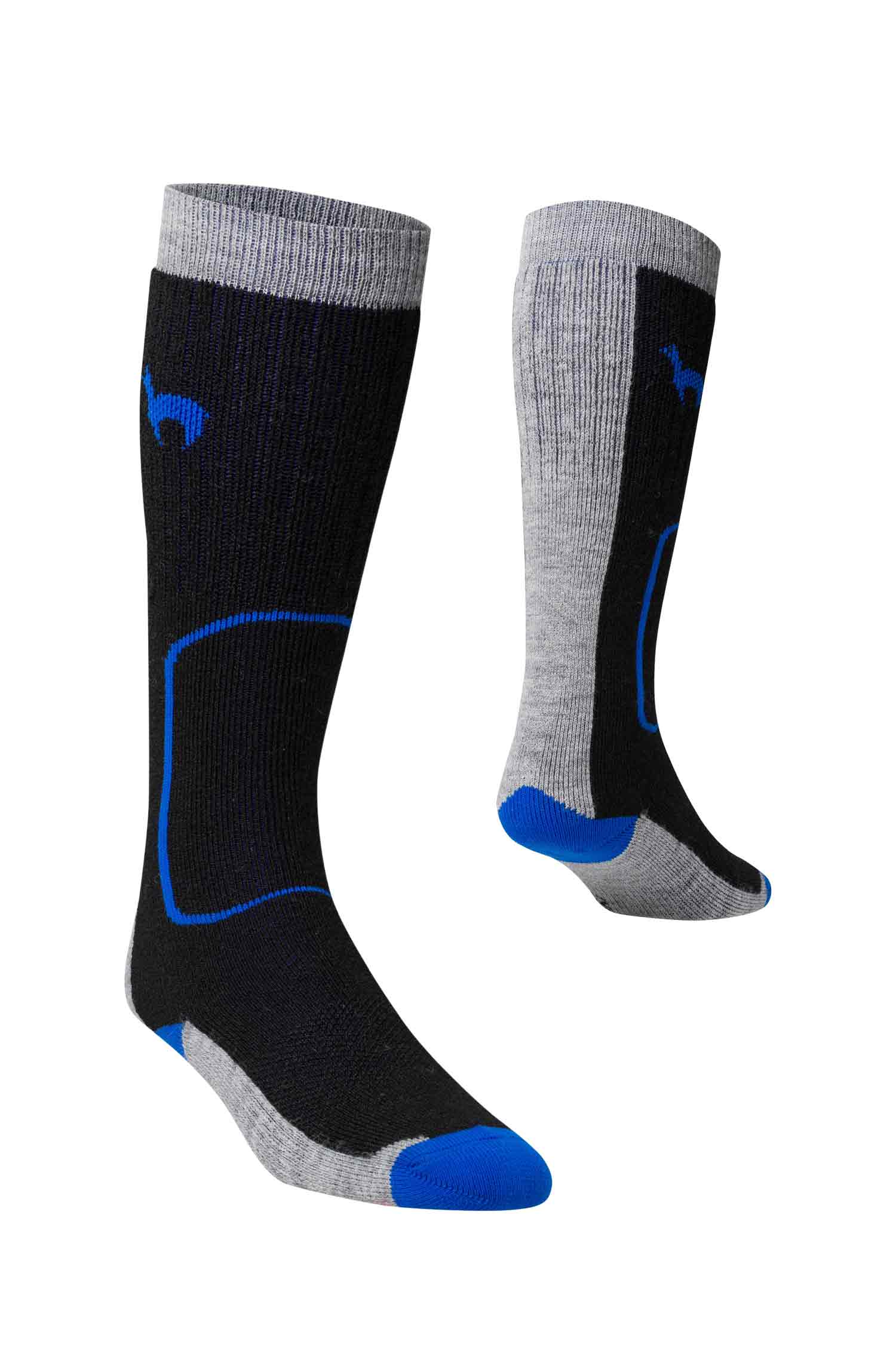 Alpaka KINDER SKI SOCKEN aus Alpaka Woll-Mix-schwarz/grau