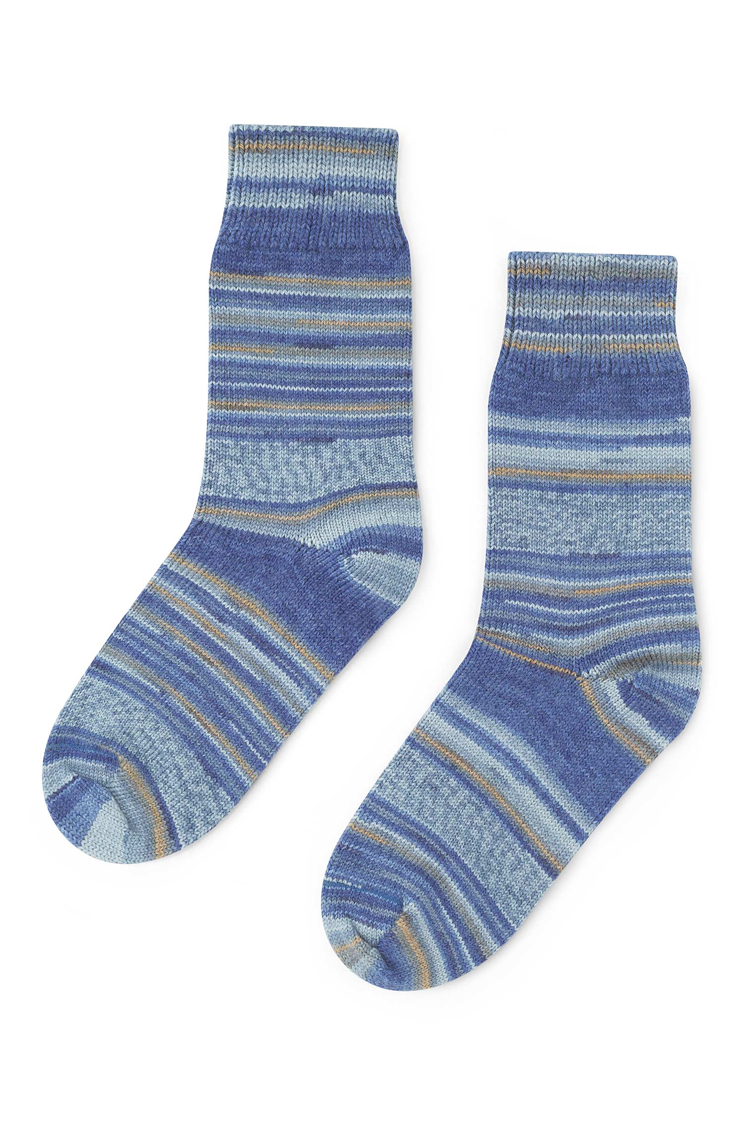 Alpaka Kuschel-Socken HARMONY aus Alpaka-Wolle-Mix-ocker/blau