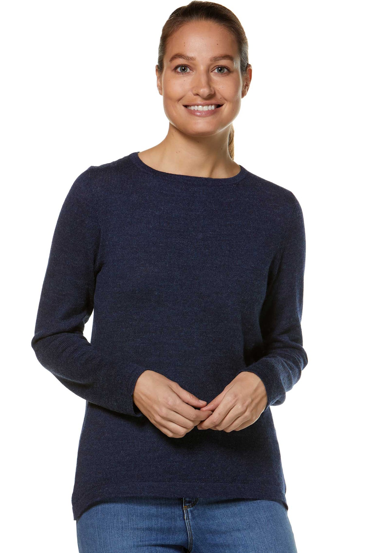 Alpaka Pullover UNI-blau meliert