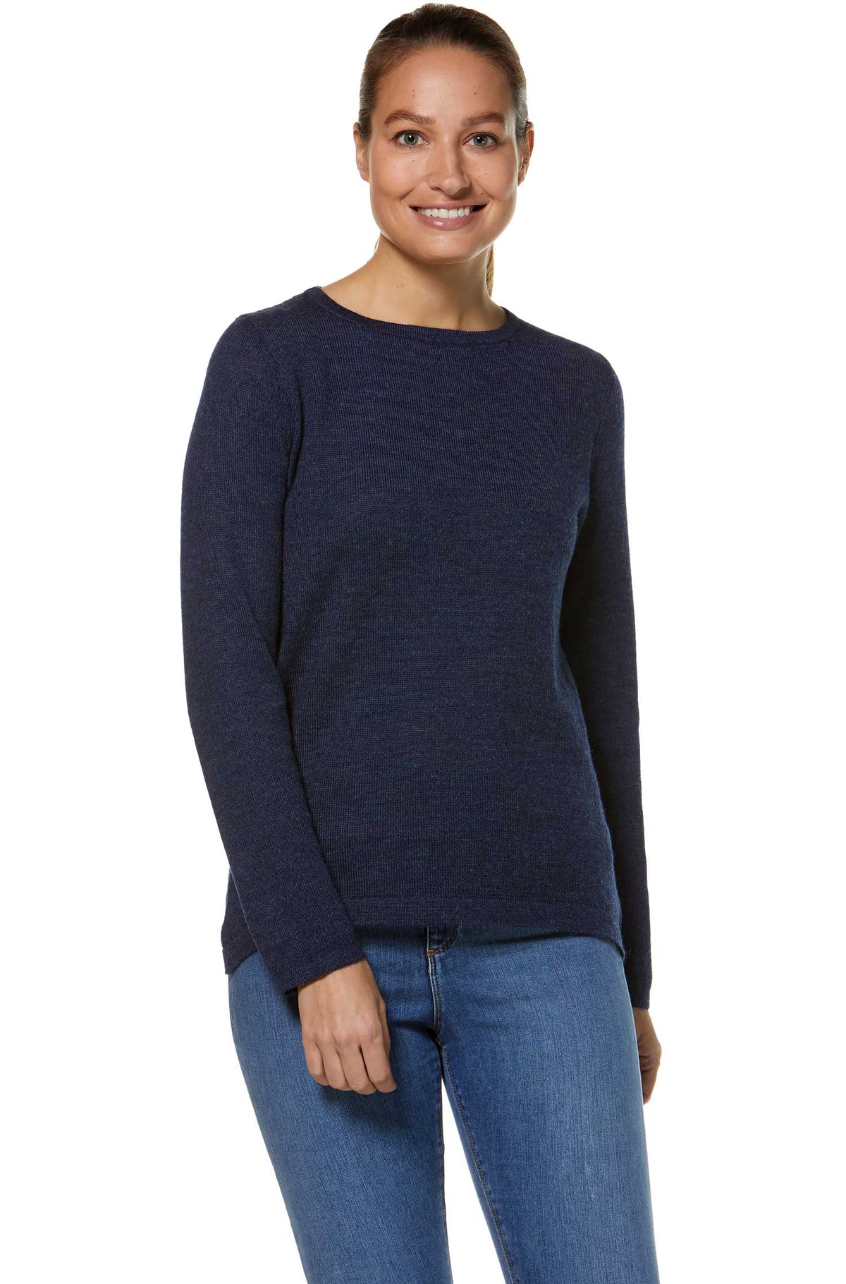 Alpaka Pullover UNI-blau meliert
