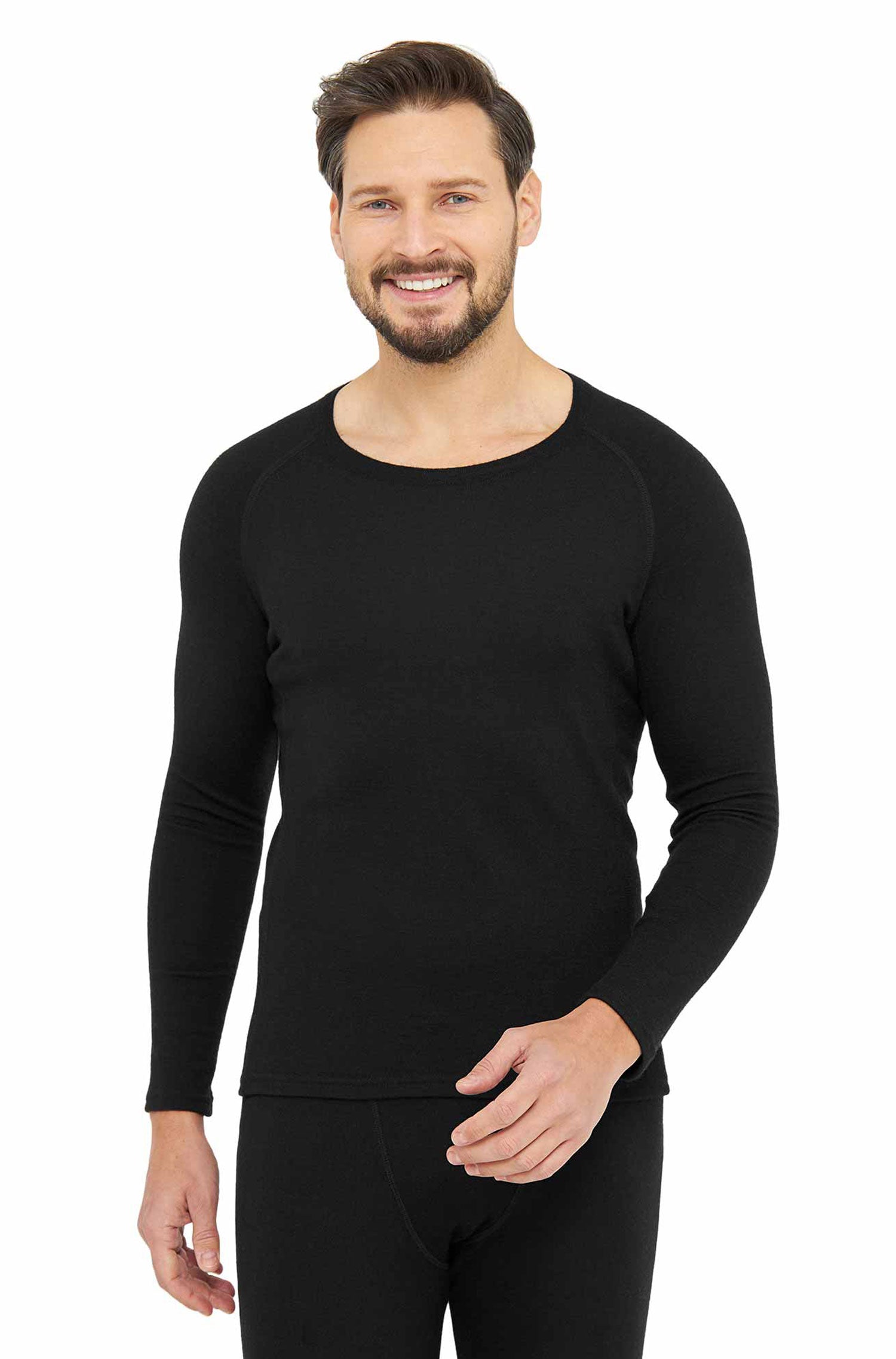Alpaka Baselayer THERMO Langarm-Shirt für Herren aus Royal Alpaka-schwarz