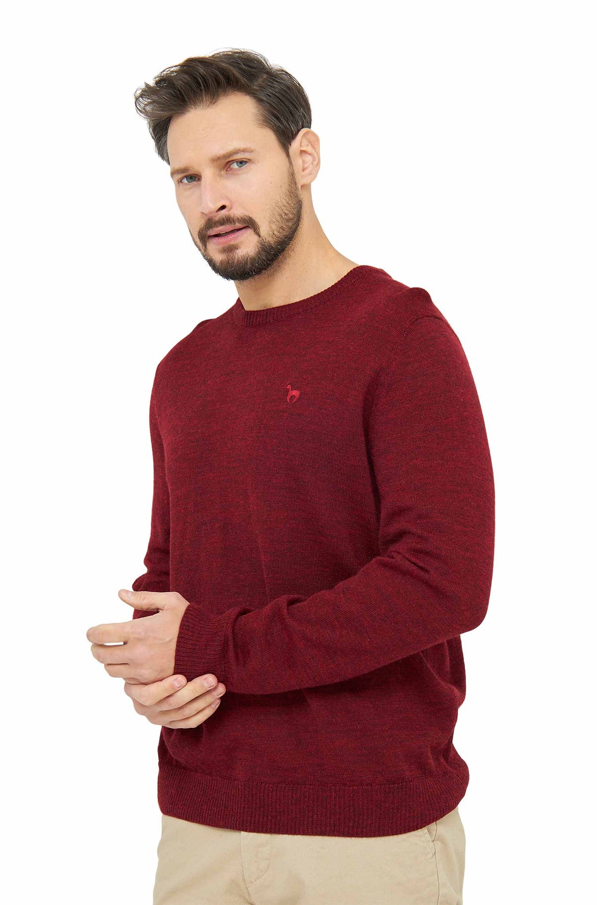 Alpaka Pullover UNI-rot meliert
