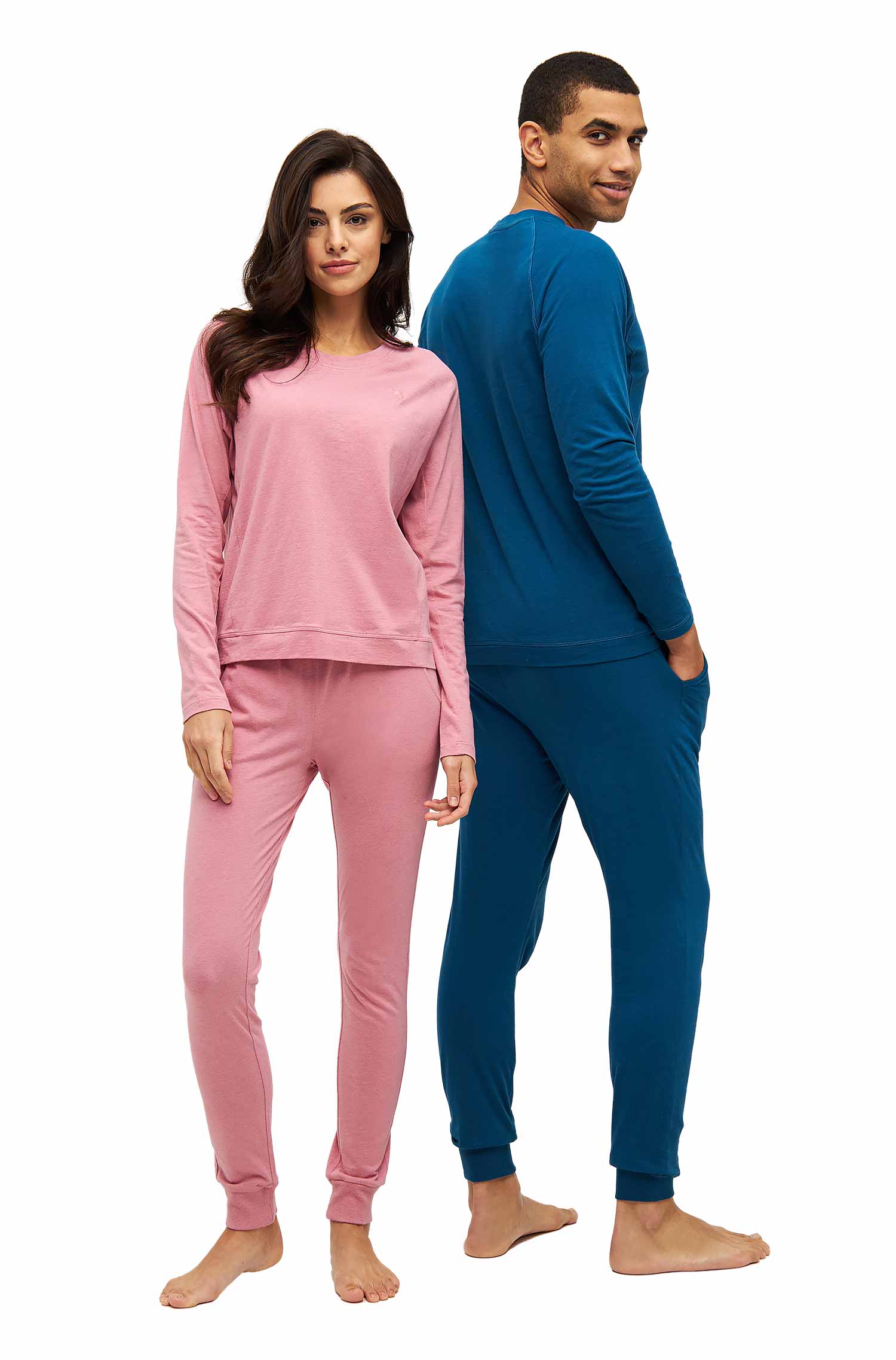 Alpaka Pyjama Damen Sweatshirt DREAMLINE aus Alpaka-Baumwoll-Mix-pearl rose