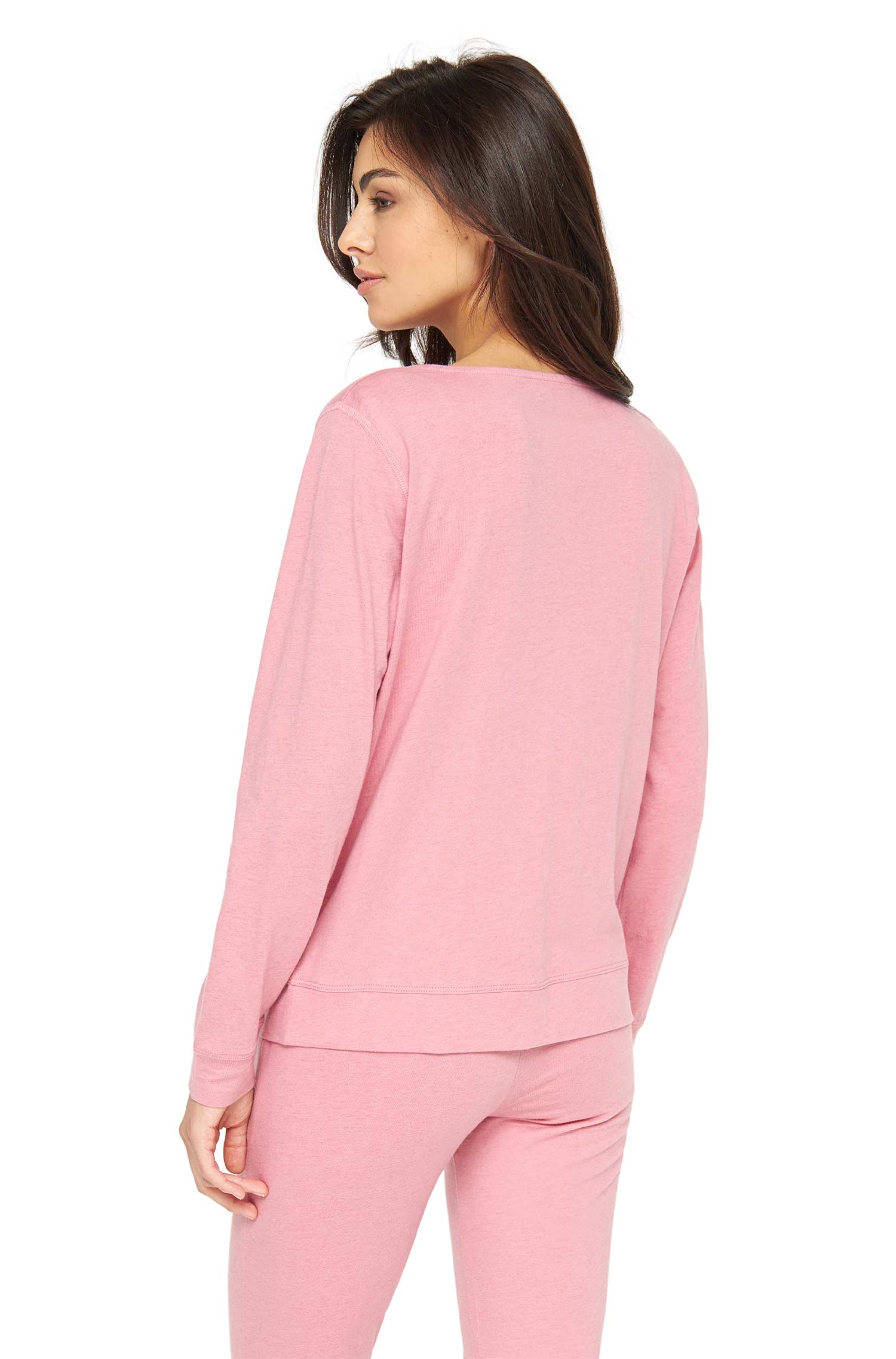 Alpaka Pyjama Damen Oberteil DREAMLINE aus Alpaka-Baumwoll-Mix-pearl rose