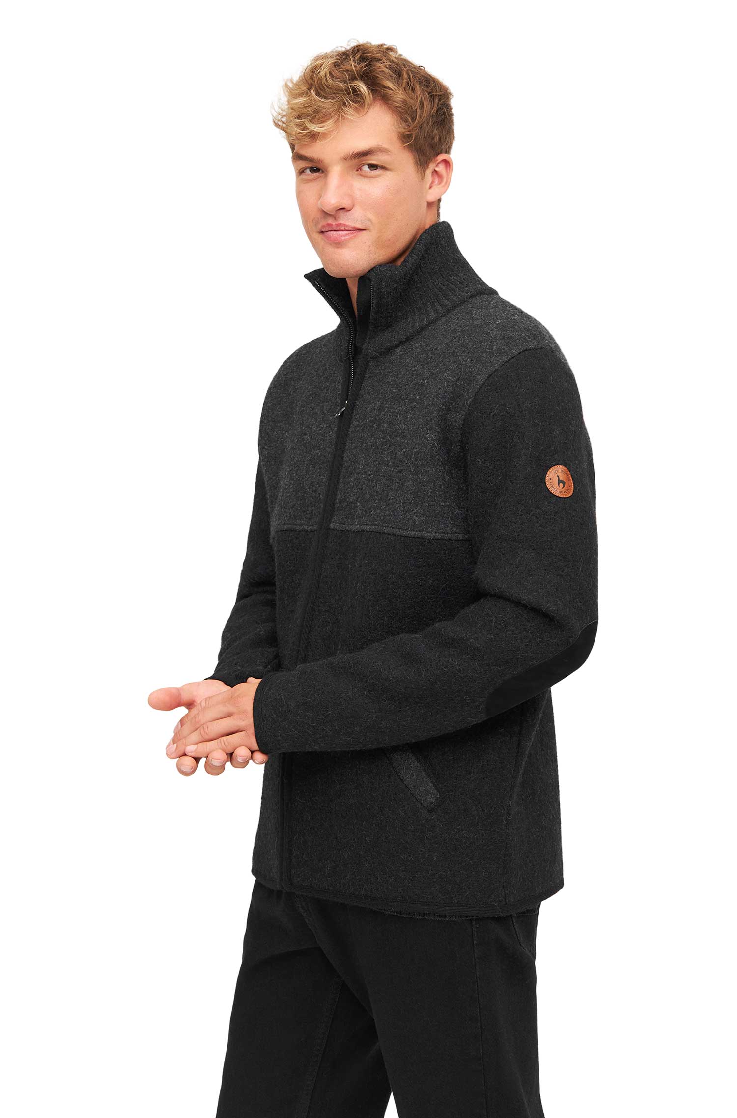 Alpaka Filzjacke OLIVER aus Alpaka und Wolle-schwarz