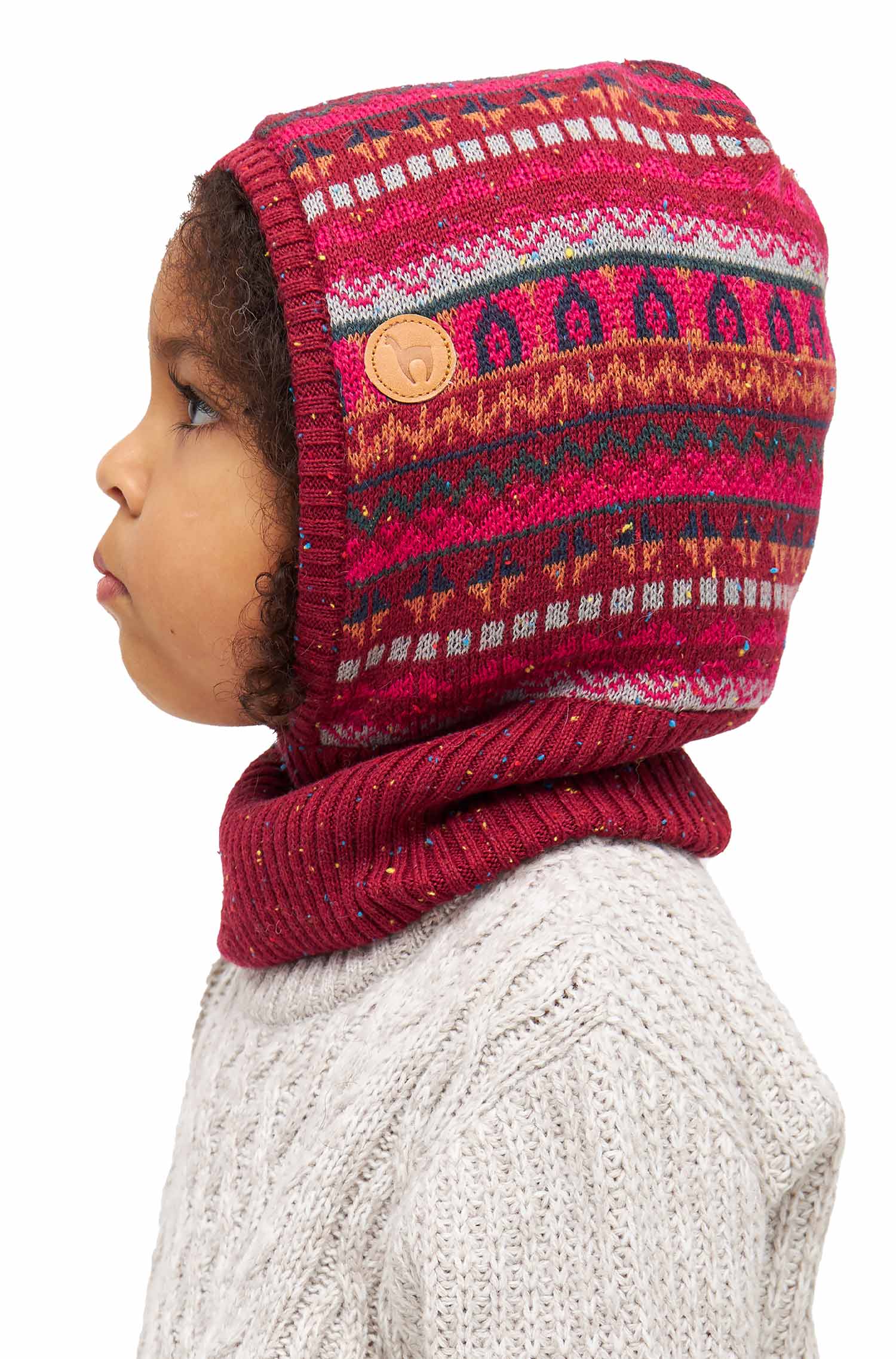 Alpaka Schlupfmütze MONITO aus Baby Alpaka und Pima Baumwolle-rot