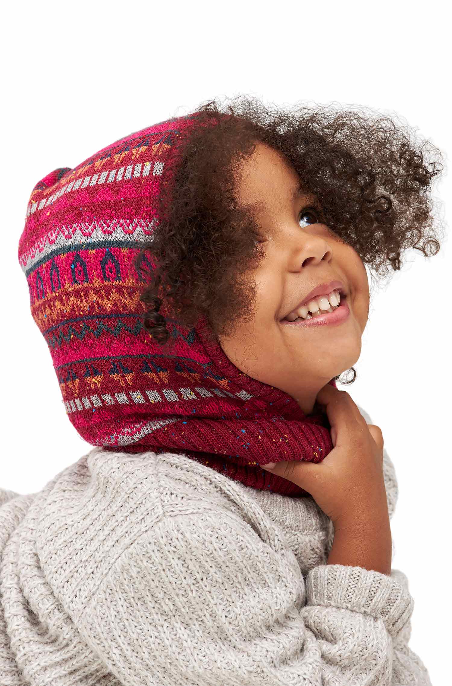 Alpaka Schlupfmütze MONITO aus Baby Alpaka und Pima Baumwolle-rot