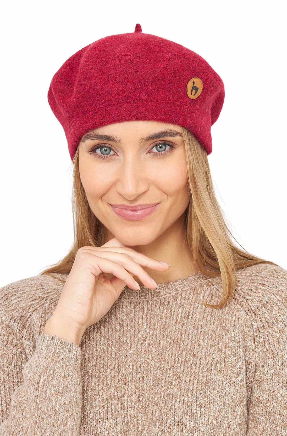 Alpaka Baskenmütze BERET-rot meliert