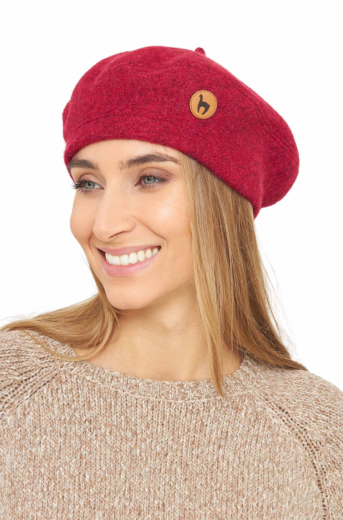 Alpaka Baskenmütze BERET-rot meliert