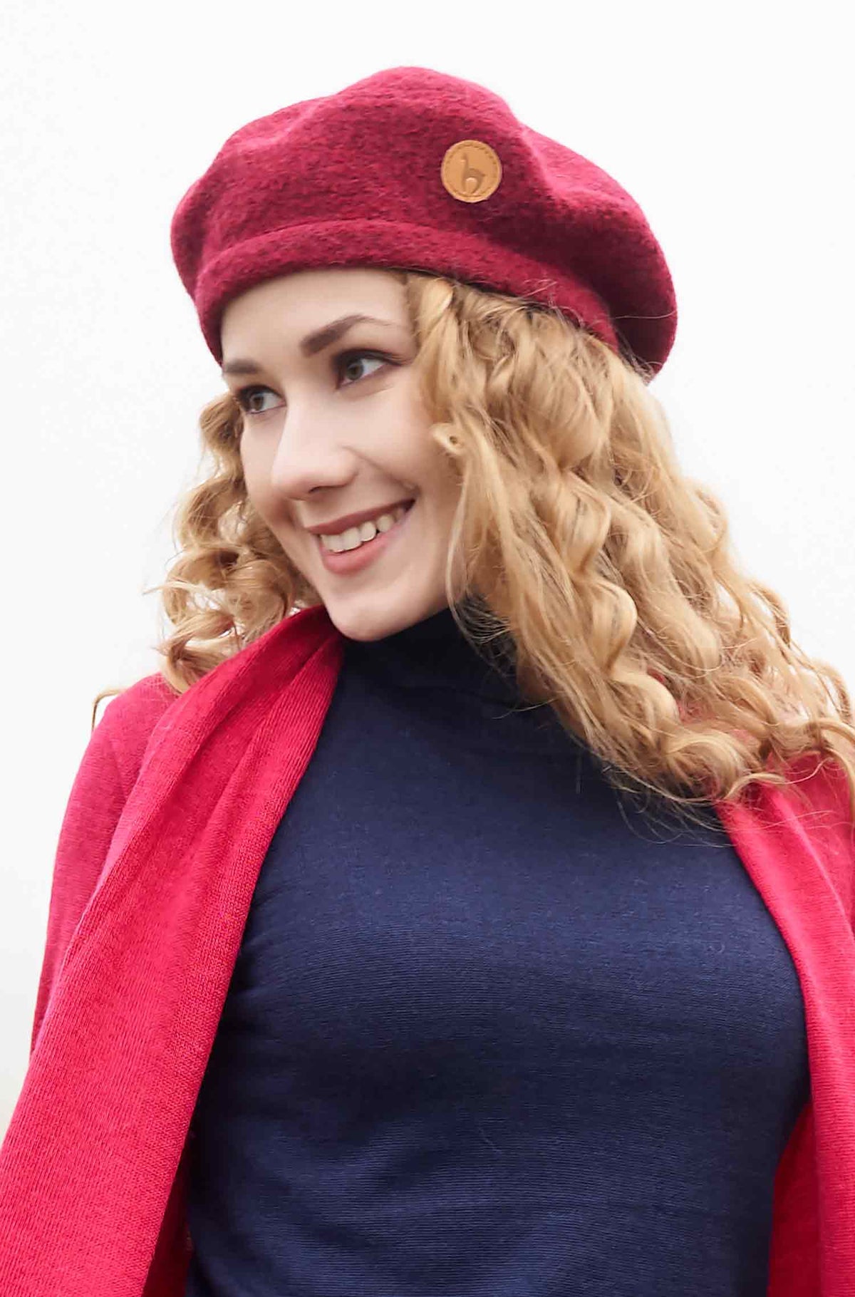 Alpaka Baskenmütze BERET-rot meliert