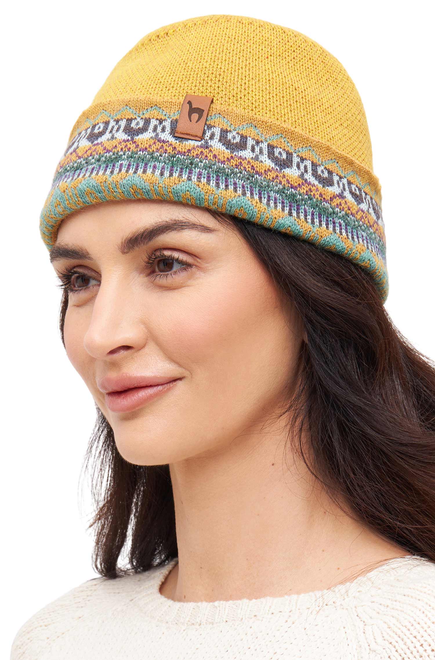 Alpaka Wendemütze COLORES ANDEN-gelb meliert