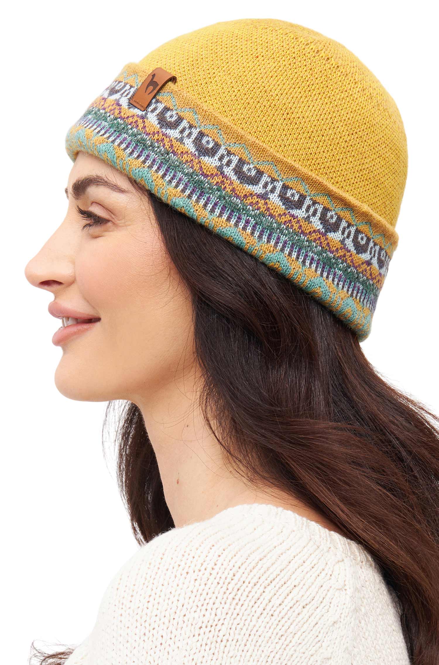 Alpaka Wendemütze COLORES ANDEN-gelb meliert