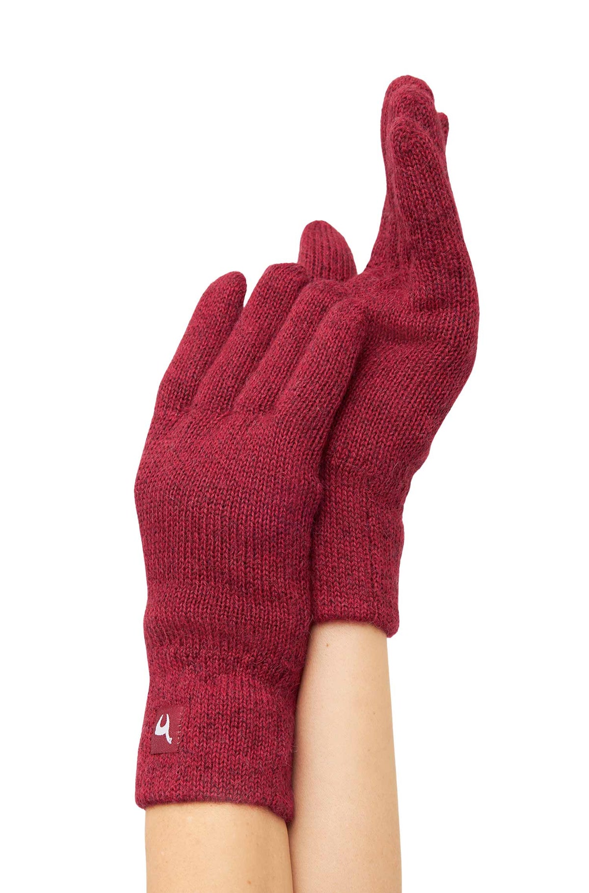 Alpaka Handschuhe UNI, gefüttert-rot meliert