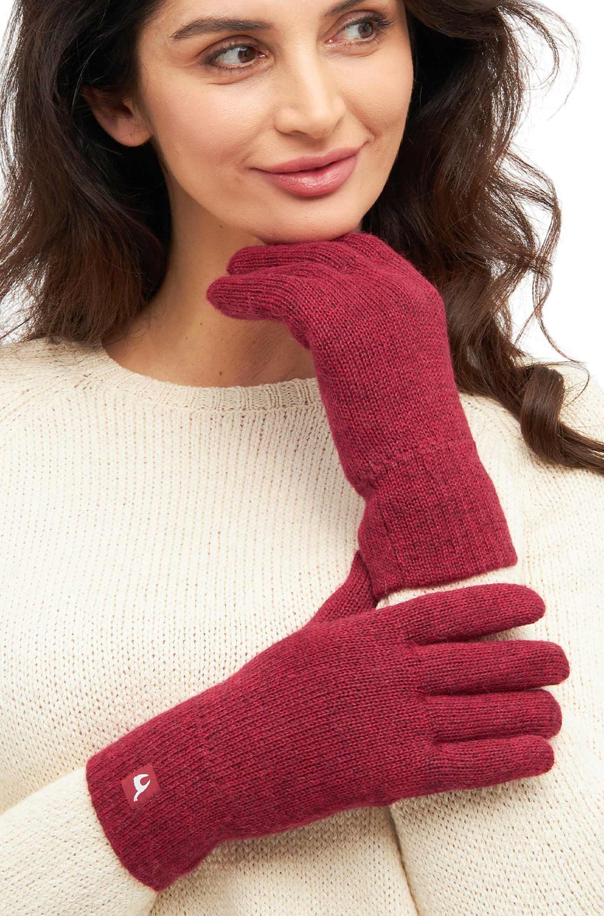 Alpaka Handschuhe UNI, gefüttert-rot meliert