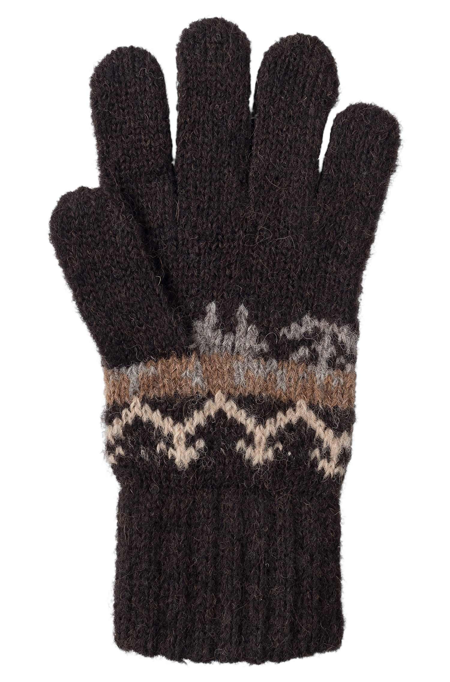 Alpaka Fingerhandschuhe NATURA aus 100% Alpaka Superfine-dunkelbraun