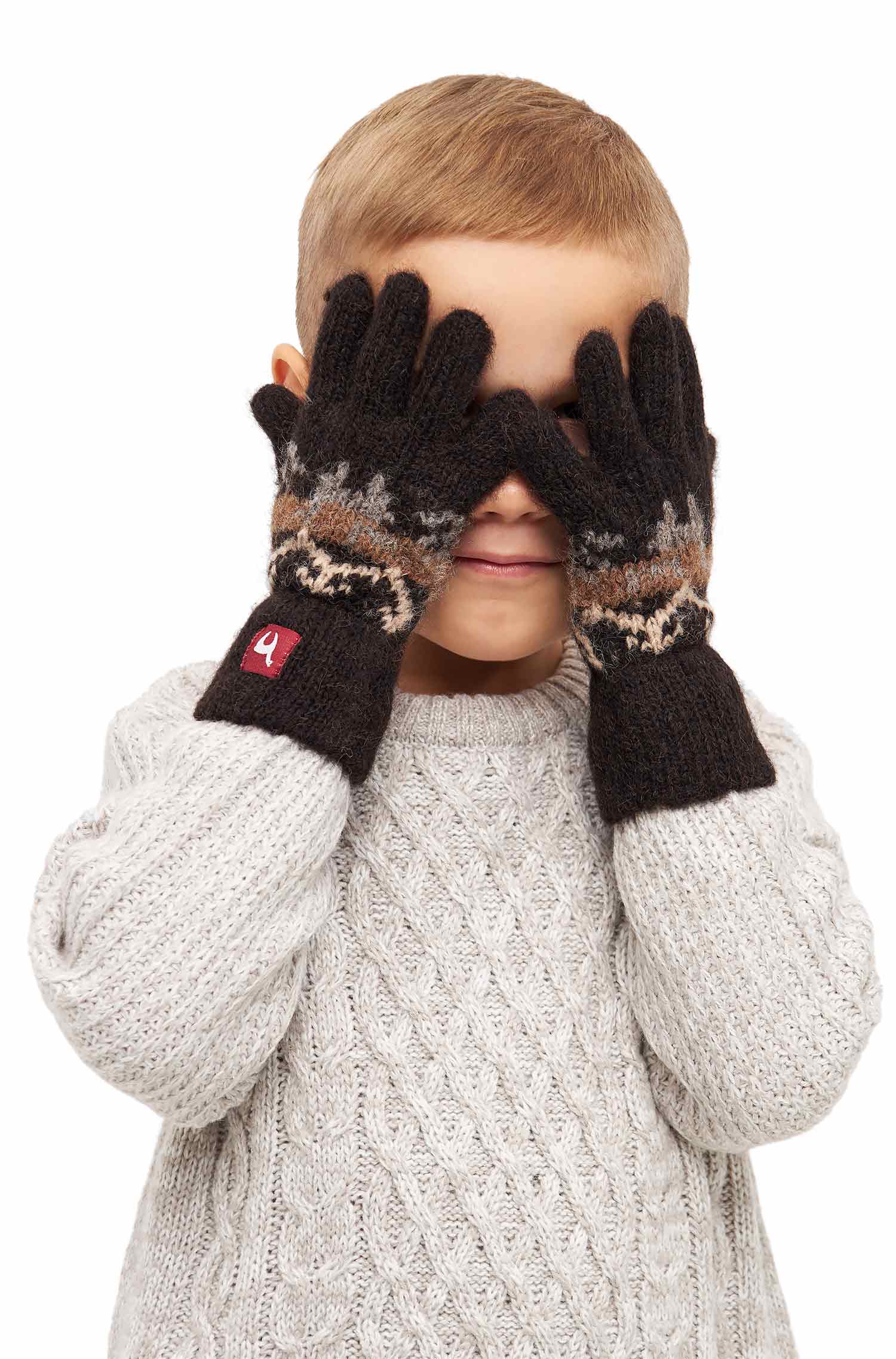 Alpaka Fingerhandschuhe NATURA aus 100% Alpaka Superfine-dunkelbraun