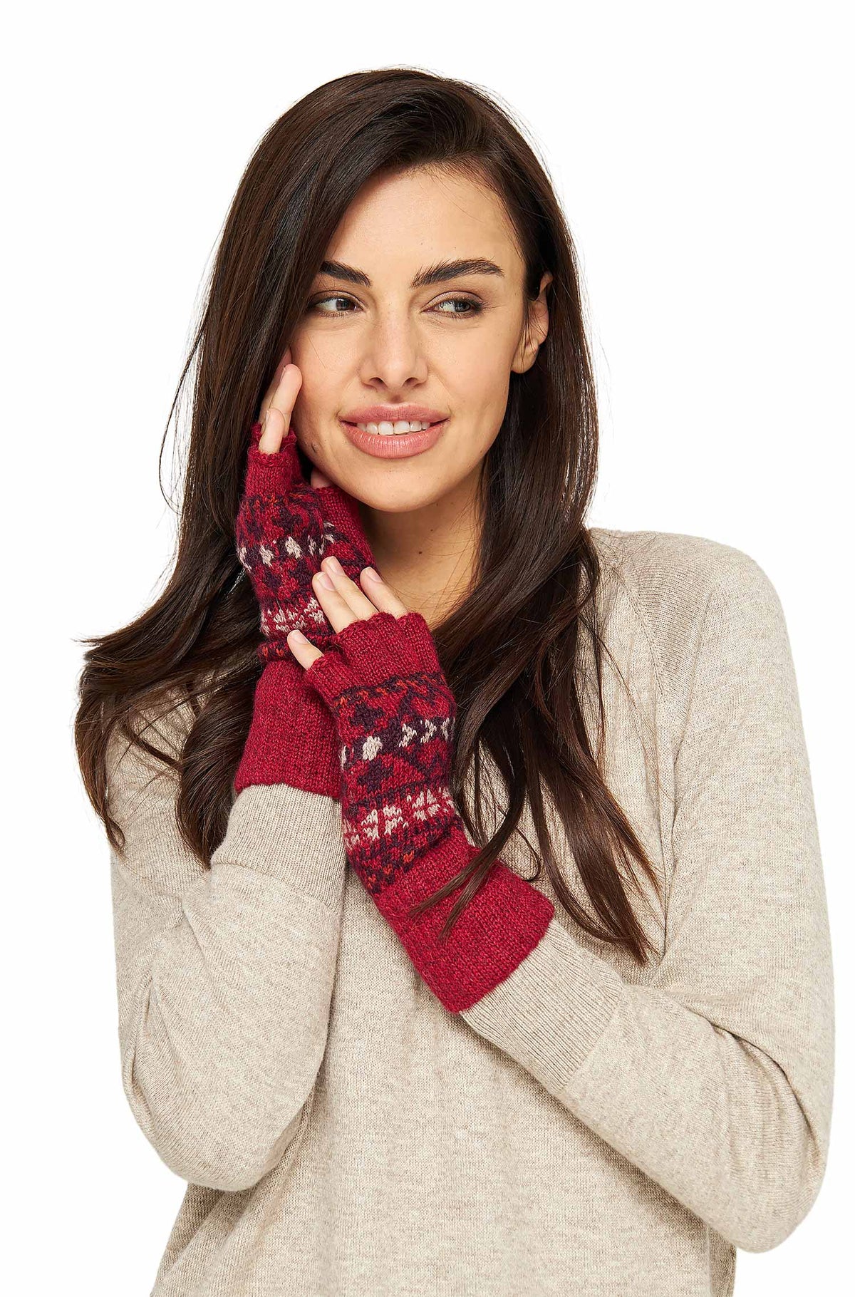 Alpaka Fingerlose Handschuh PUKA-puka