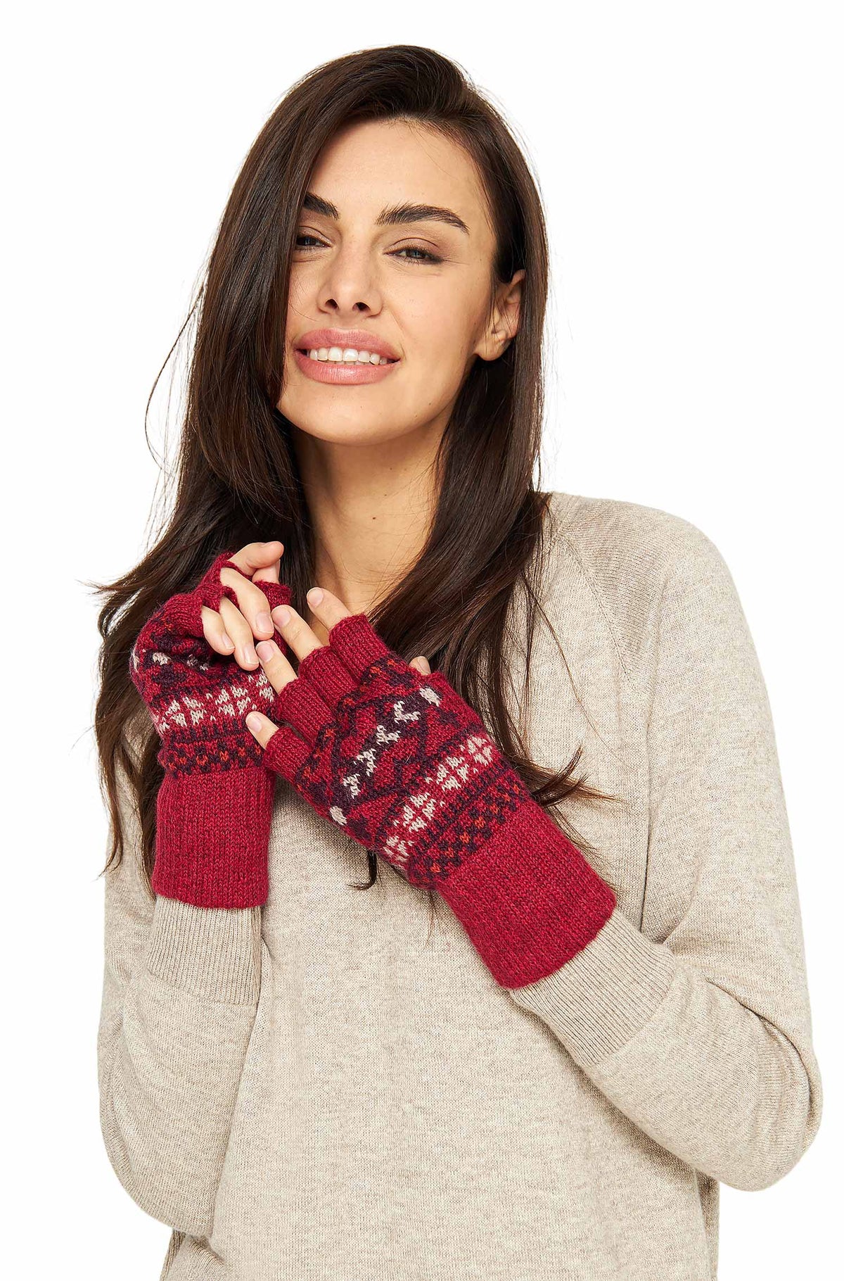 Alpaka Fingerlose Handschuh PUKA-puka