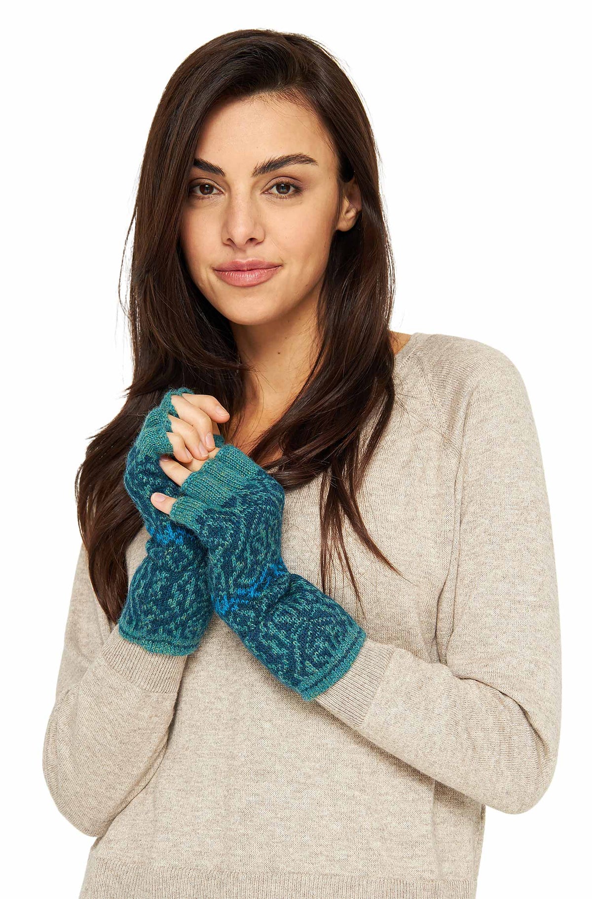 Alpaka Fingerlose Handschuh CHIMU-türkis
