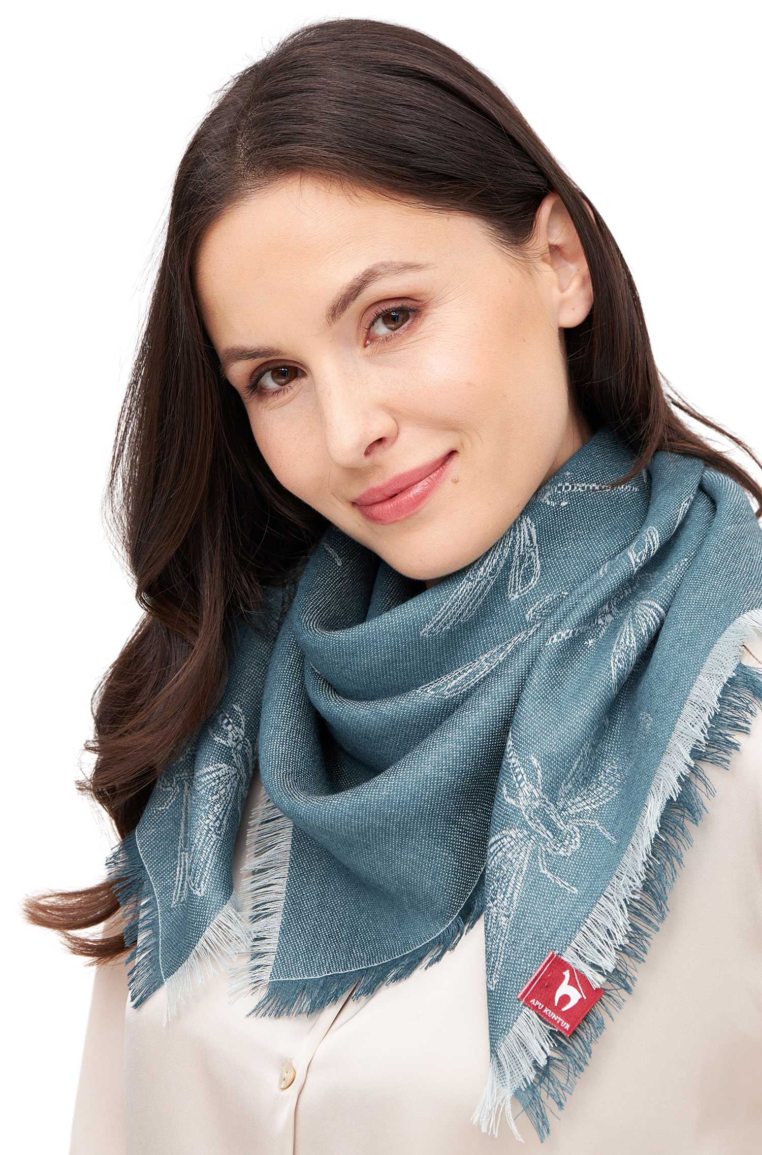 Alpaka Schal LIBELLE aus 70% Baby Alpaka & 30% Seide-petrol