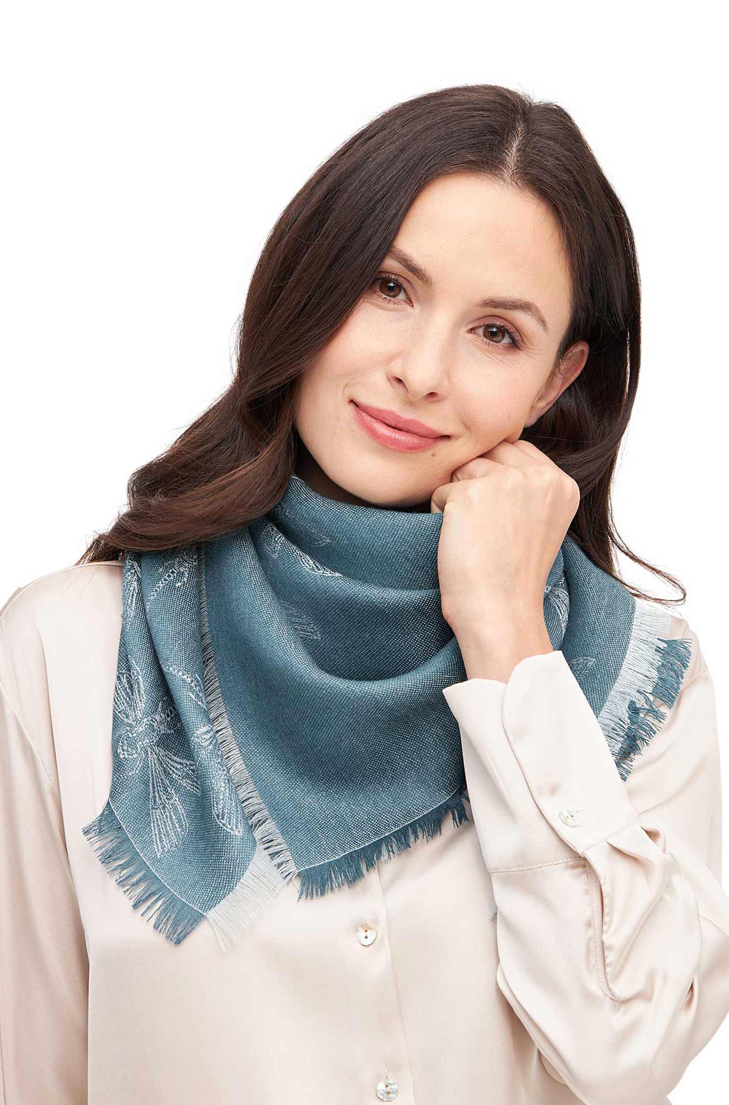 Alpaka Schal LIBELLE aus 70% Baby Alpaka & 30% Seide-petrol