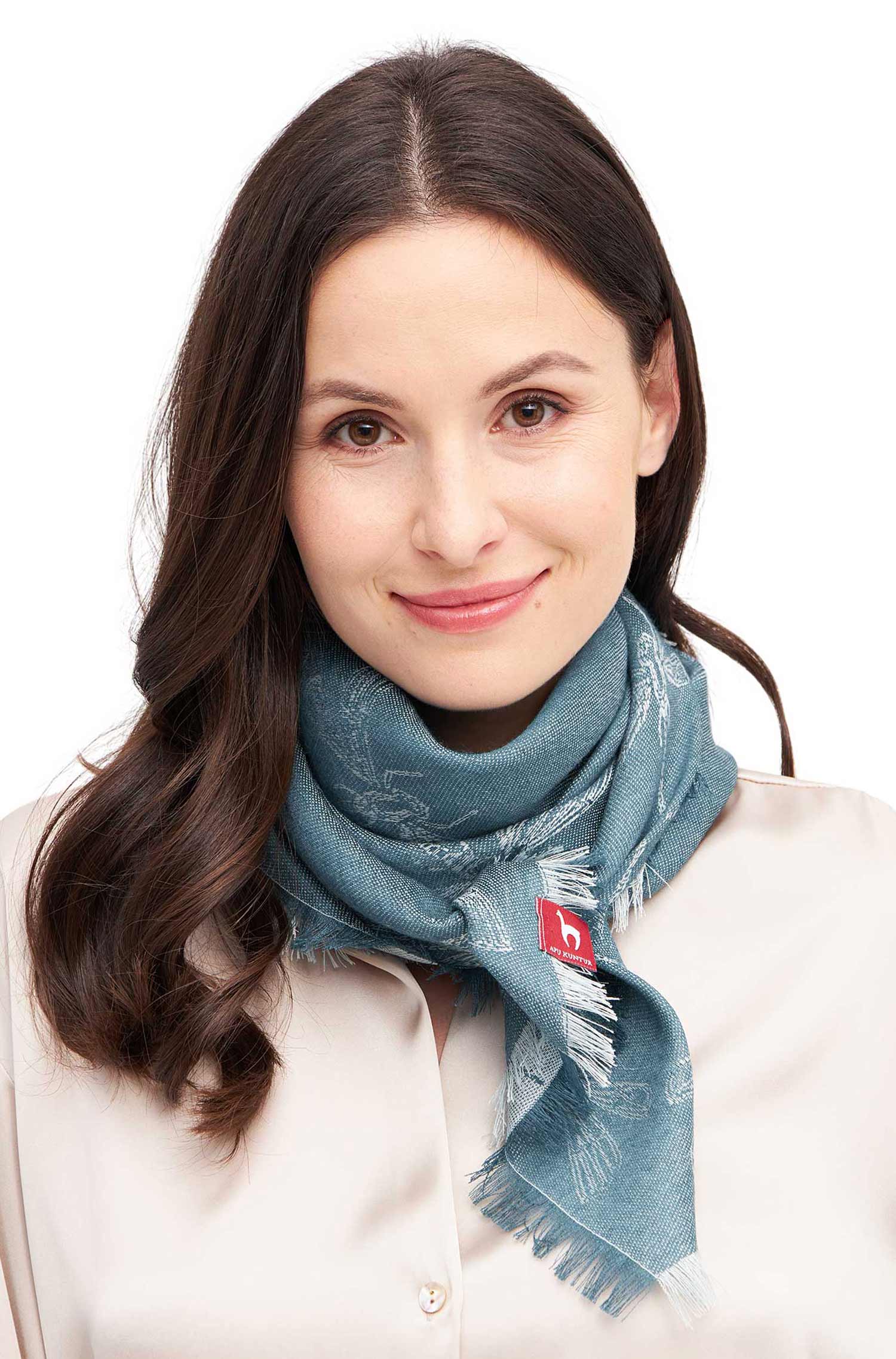 Alpaka Schal LIBELLE aus 70% Baby Alpaka & 30% Seide-petrol