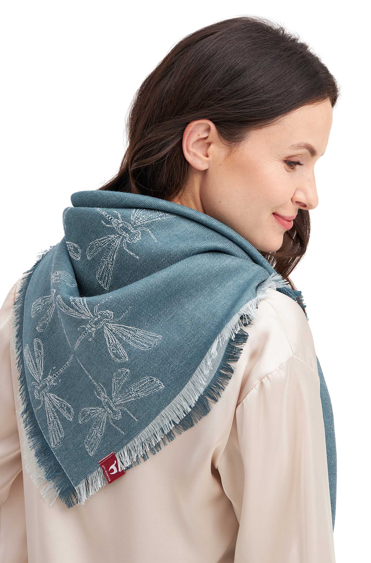 Alpaka Schal LIBELLE aus 70% Baby Alpaka & 30% Seide-petrol