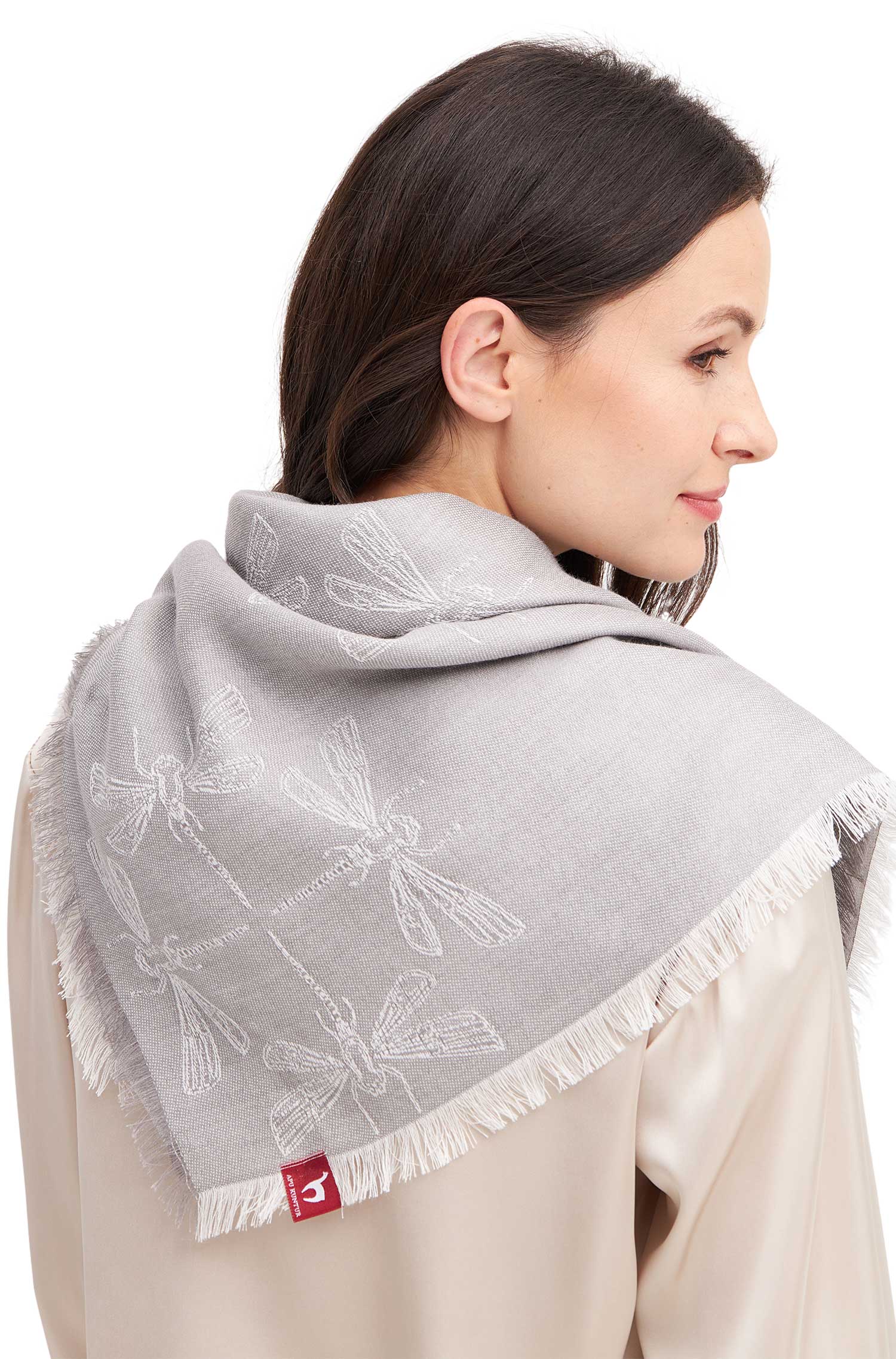 Alpaka Schal LIBELLE aus 70% Baby Alpaka & 30% Seide-silbergrau