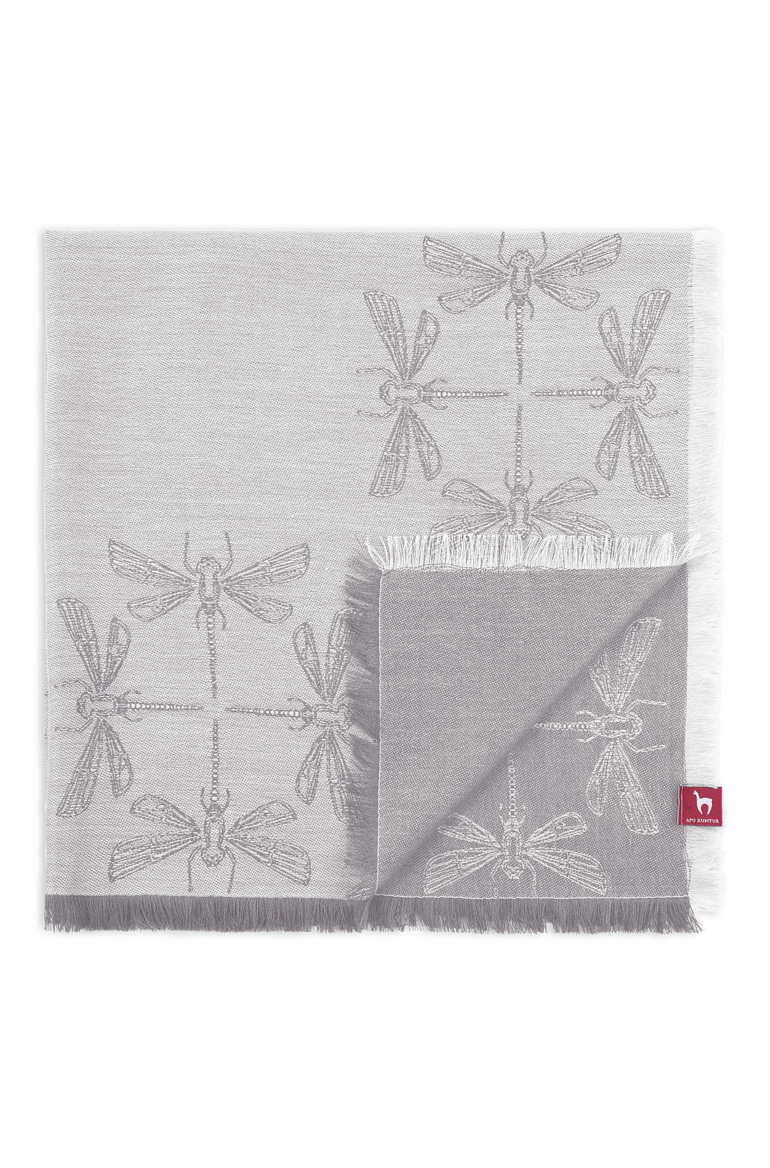 Alpaka Schal LIBELLE aus 70% Baby Alpaka & 30% Seide-silbergrau