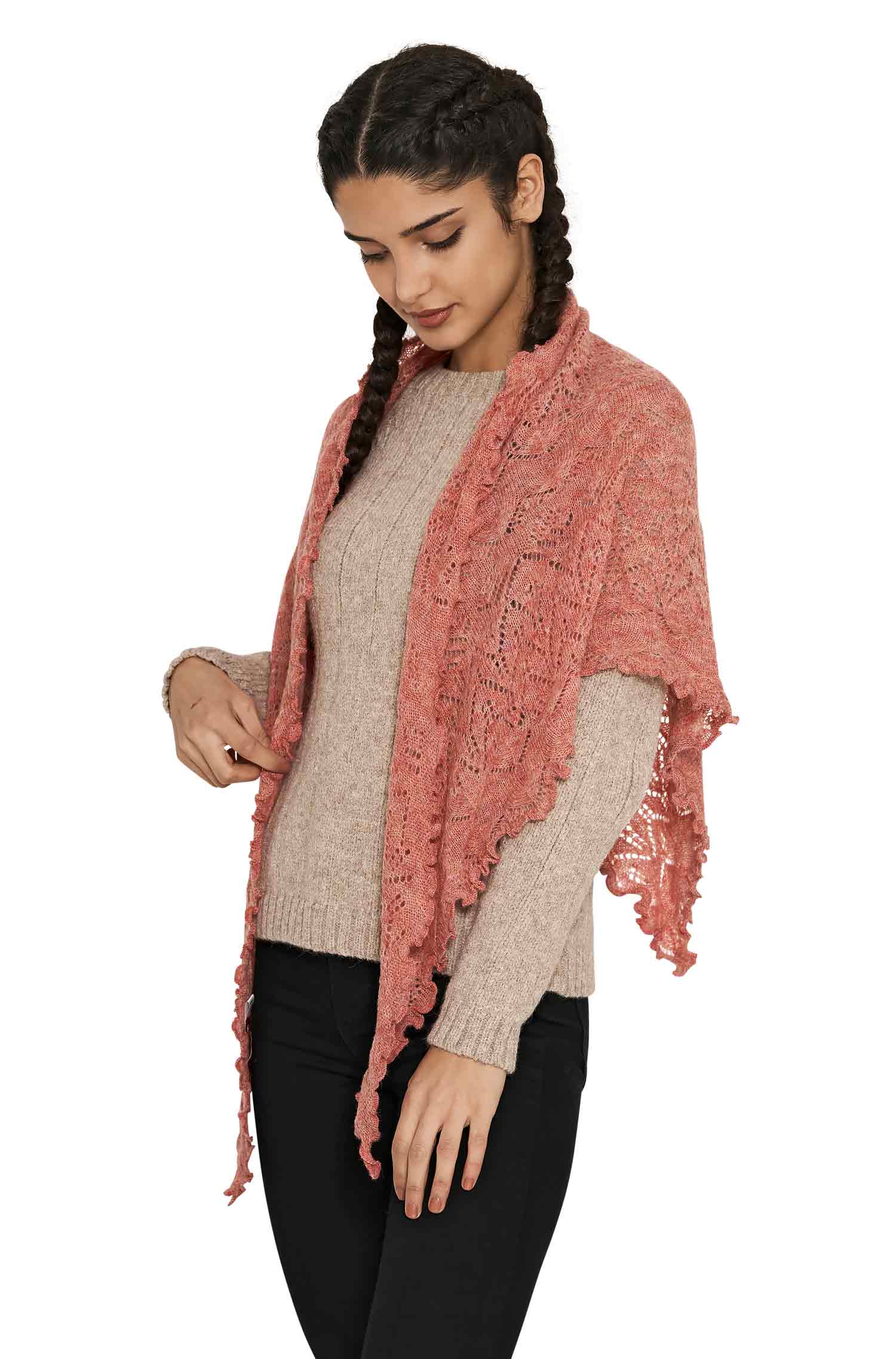 Alpaka Schal HADIA aus 55% Baby Alpaka & 26% Merino-rosa