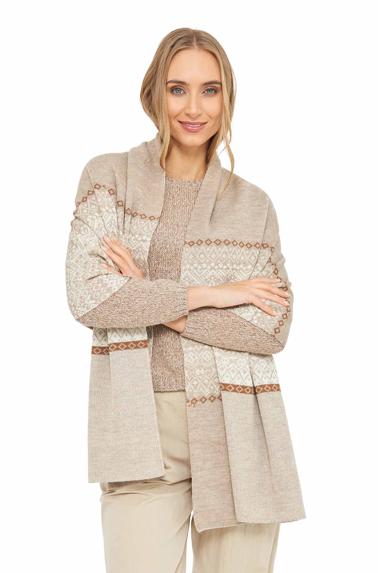 Alpaka Strick-Schal CARLY aus 100% Baby Alpaka-natur