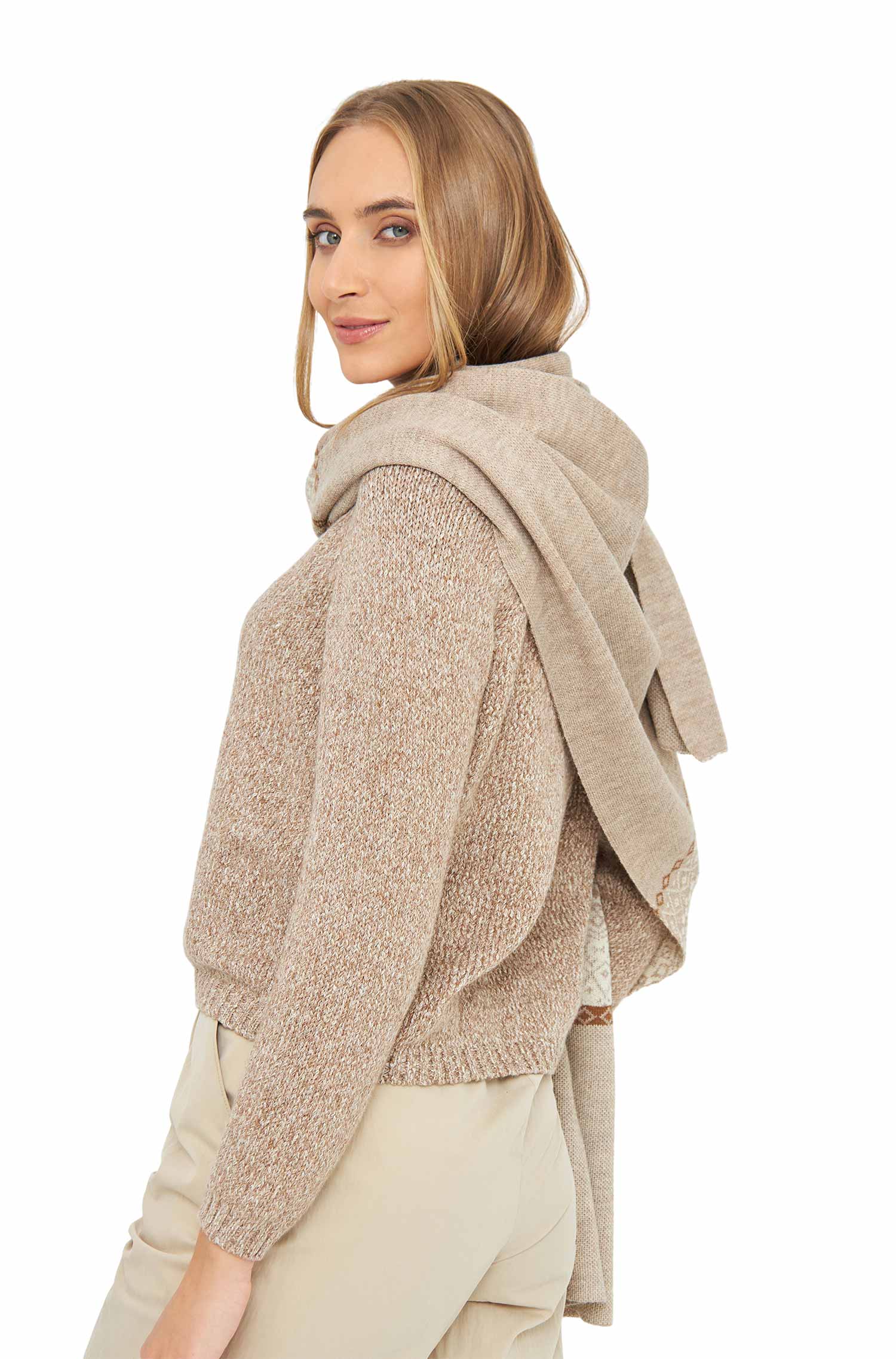 Alpaka Strick-Schal CARLY aus 100% Baby Alpaka-natur