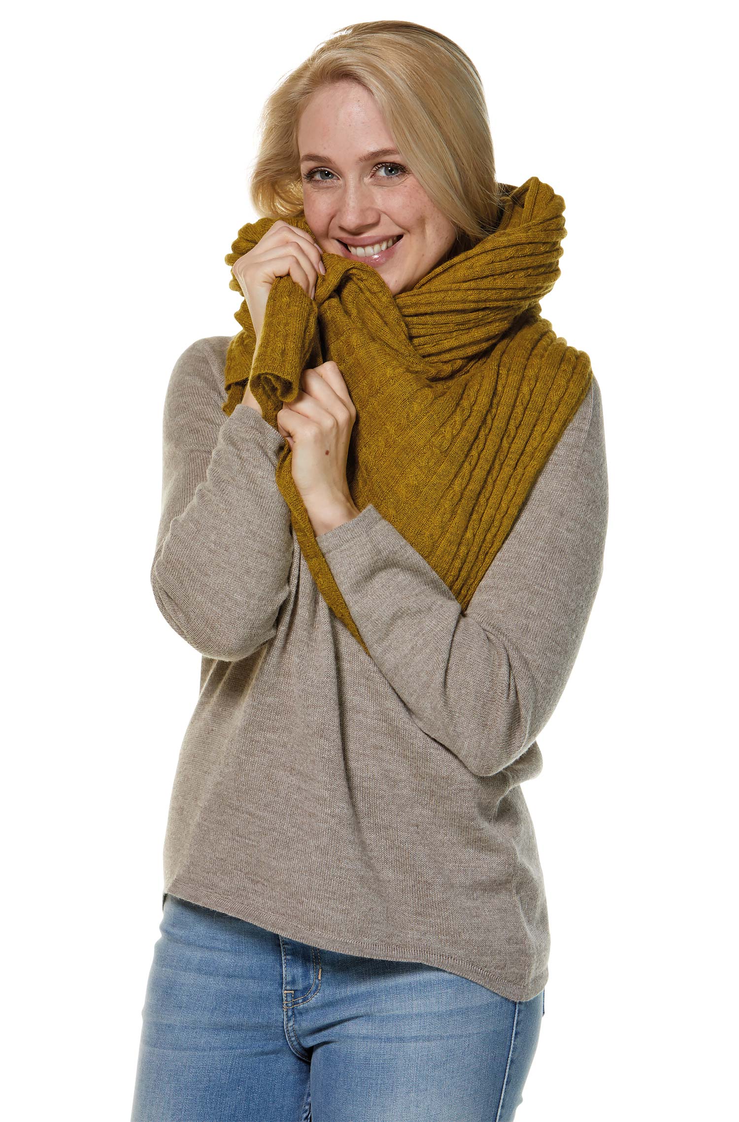 Alpaka Schal/Reisedecke SUAVE aus 100% Baby Alpaka-gelb