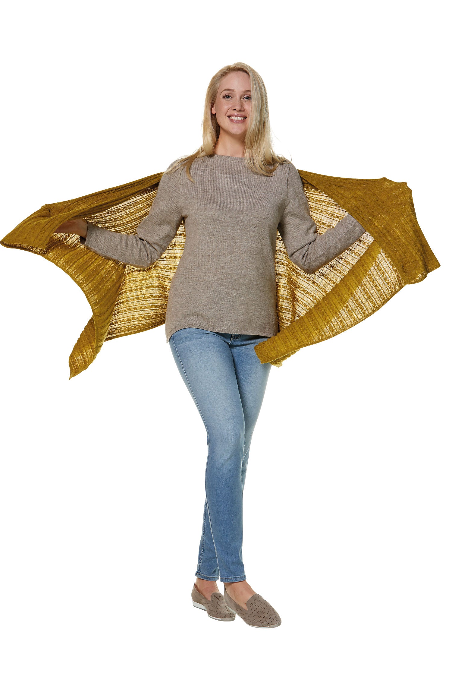 Alpaka Schal/Reisedecke SUAVE aus 100% Baby Alpaka-gelb