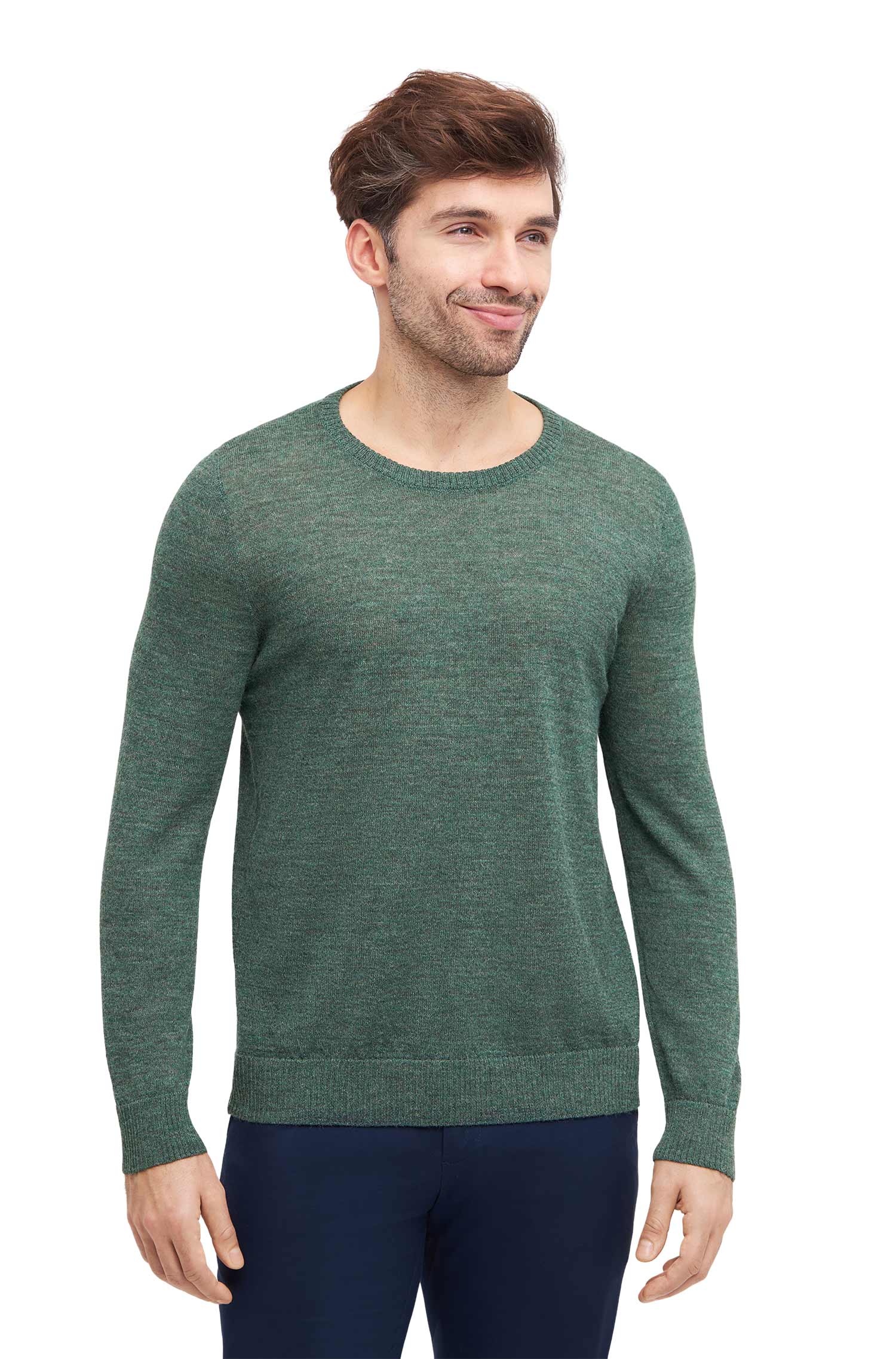 Alpaka Herren Pullover APUSENTIAL-grüngrau melange