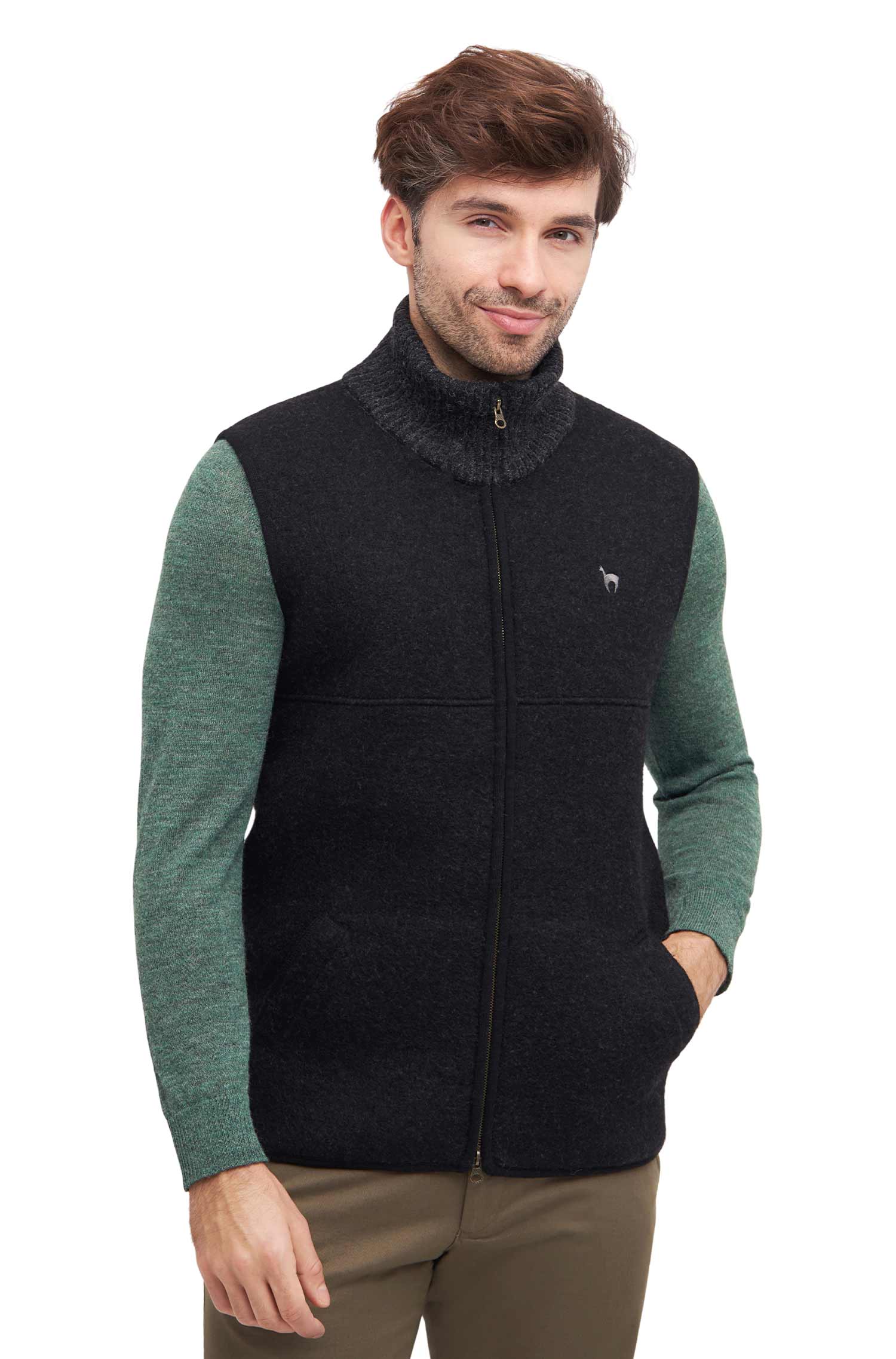 Alpaka Filzweste OLIVER-schwarz