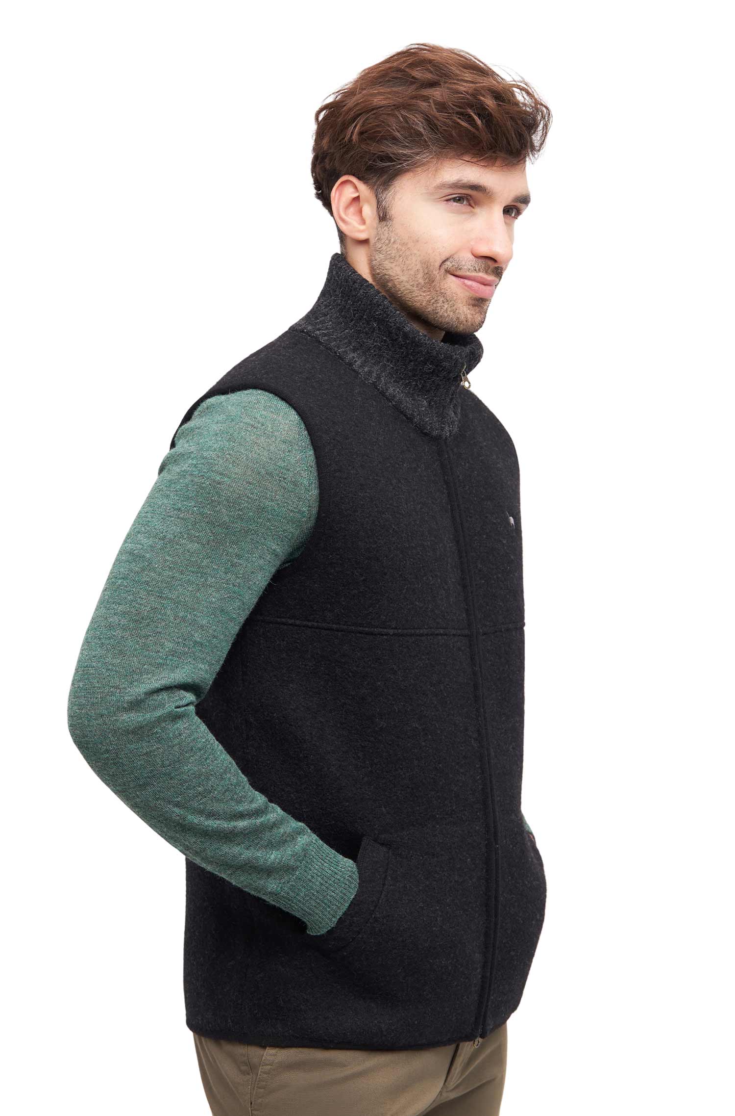 Alpaka Filzweste OLIVER-schwarz