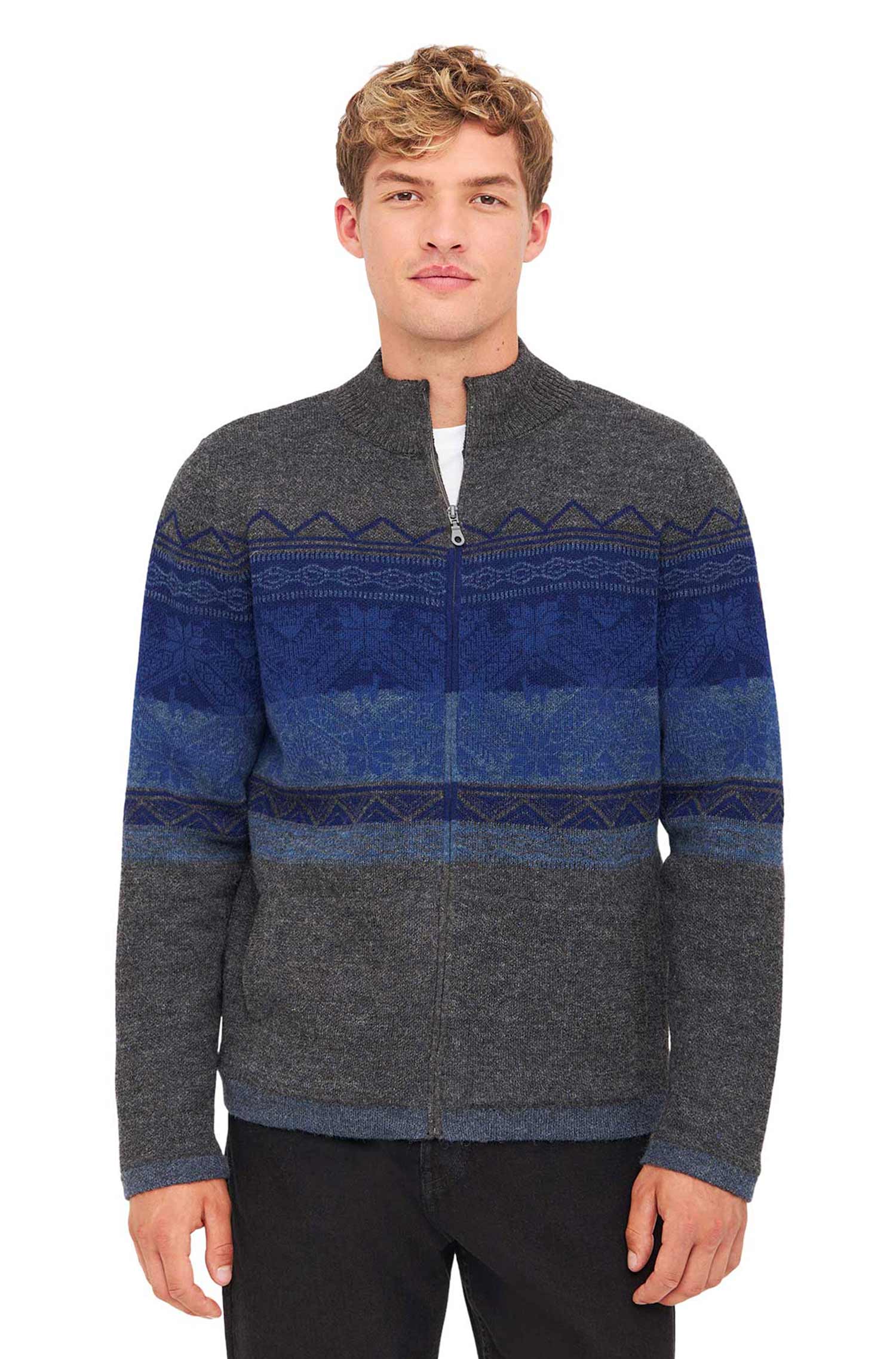 Alpaka Strickjacke GAEL | gefüttert-anthrazit