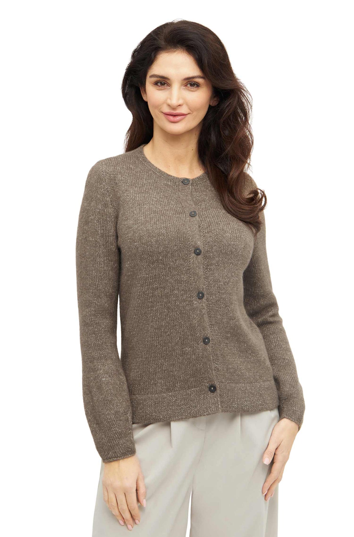 Alpaka Strickjacke PACA-taupe