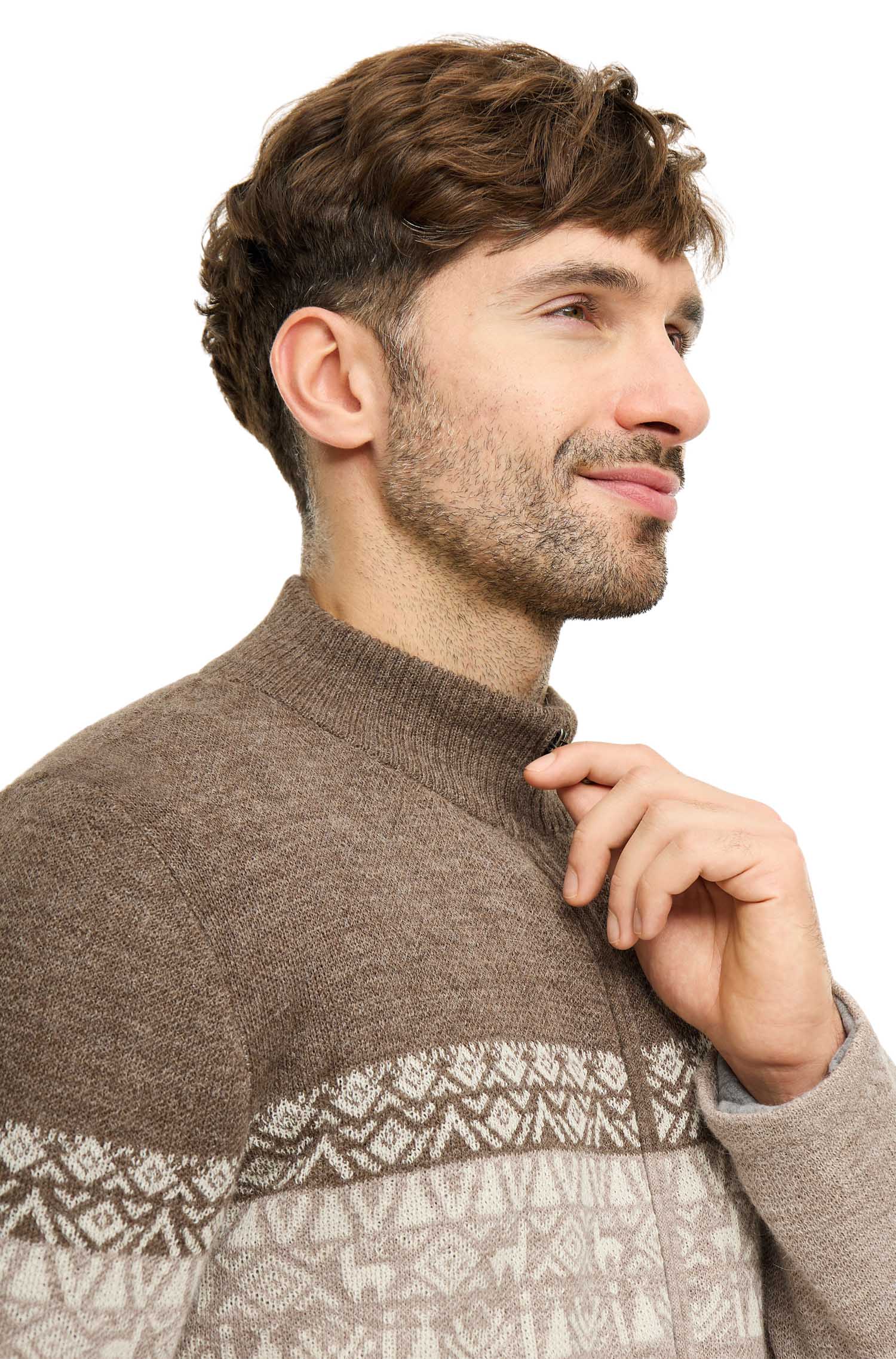 Alpaka Strickjacke BEAU | gefüttert-sand