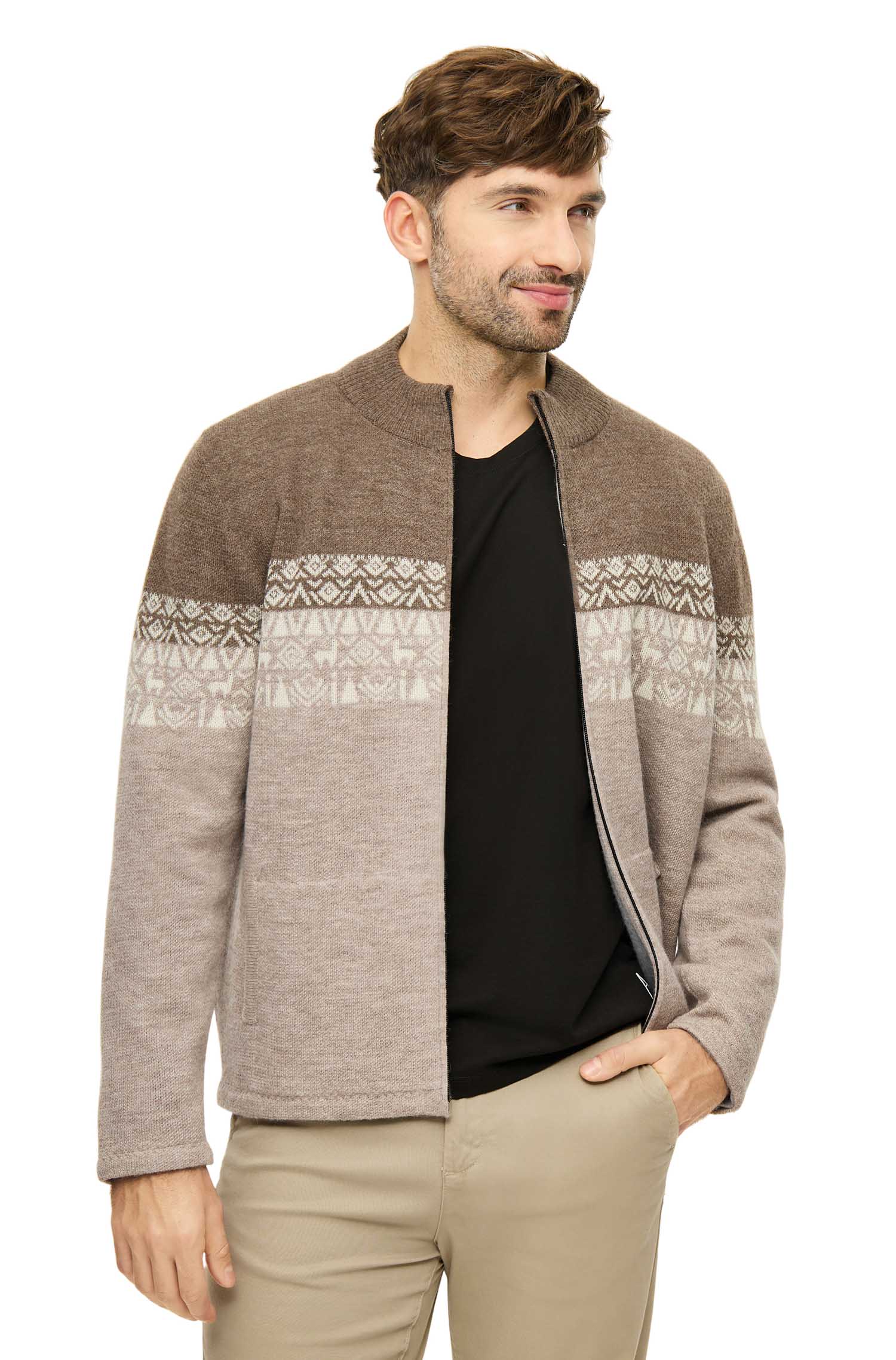 Alpaka Strickjacke BEAU | gefüttert-sand