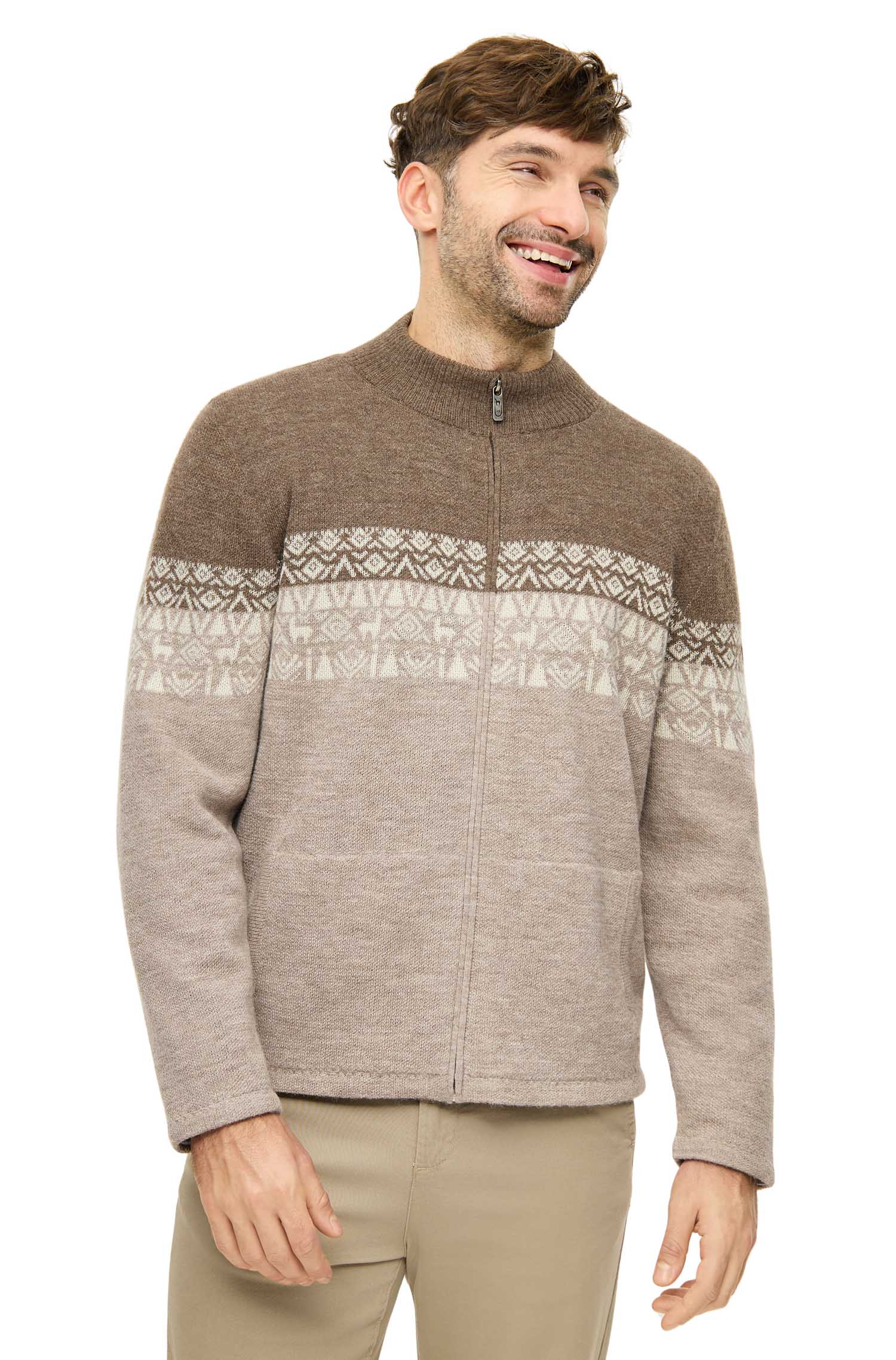 Alpaka Strickjacke BEAU | gefüttert-sand