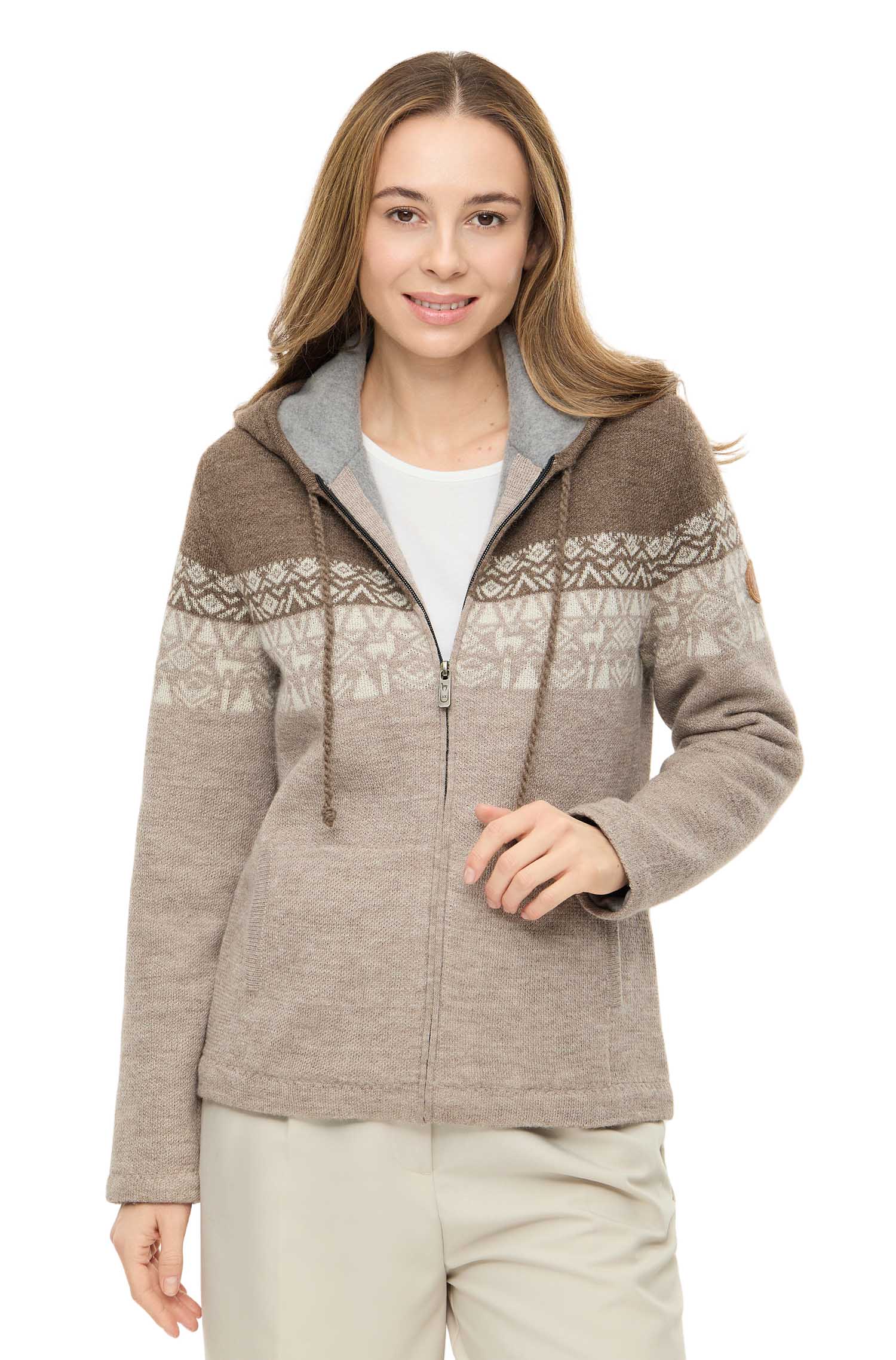 Alpaka Kapuzenjacke REYNA | gefüttert-sand