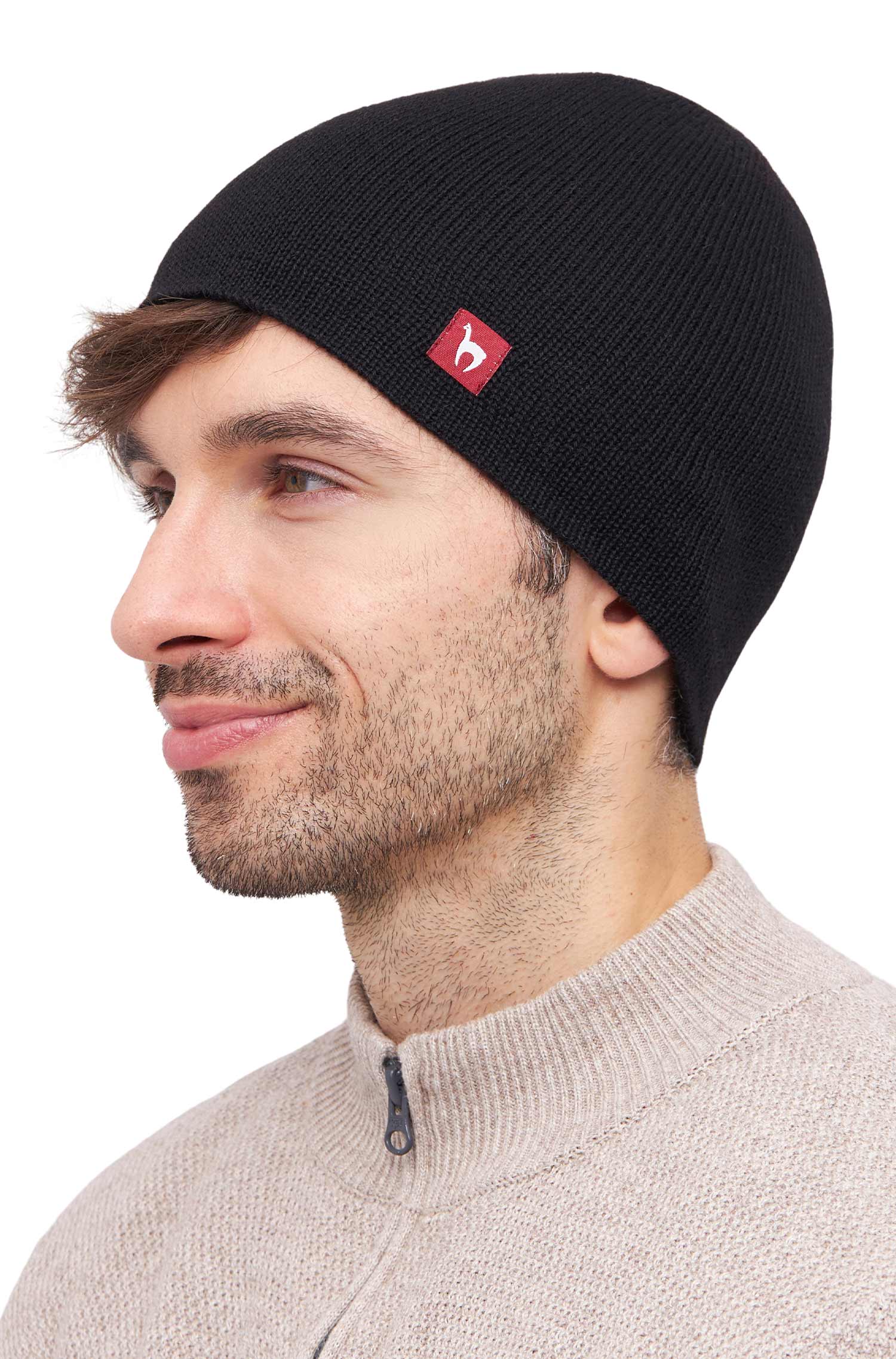 Alpaka Wendemütze UNI-schwarz/grau